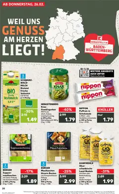 BÜRGER Maultaschen Unsere Besten, mit Schweinefleisch-Füllung je 4 St. = 400-g-Packg. ab 26.02.2026 gültig | Seite: 20 | Produkte: Milch, Schokolade, Schweinefleisch, Maultaschen