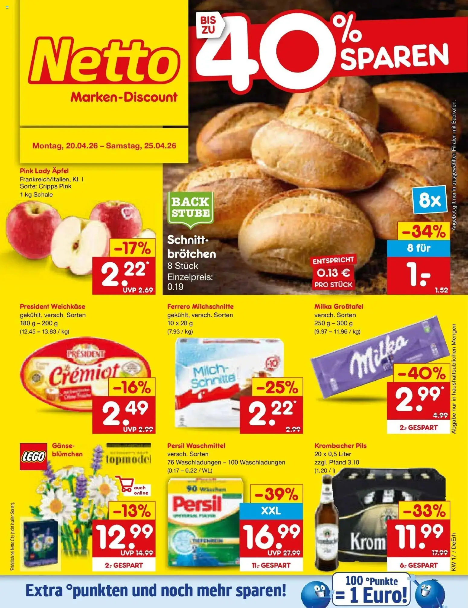 Netto Marken-Discount Prospekt Buttenwiesen	 – gültig ab 20.04.2026 | Seite: 1 | Produkte: Pils, Waschmittel, Krombacher, Persil