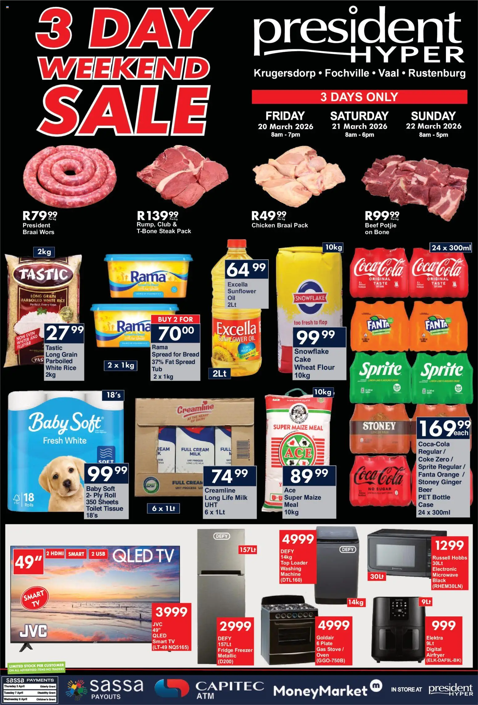 New President Hyper catalogue – valid from 20.03.2026 | Page: 1 | Products: Oven, Maize meal, Fridge, Beer