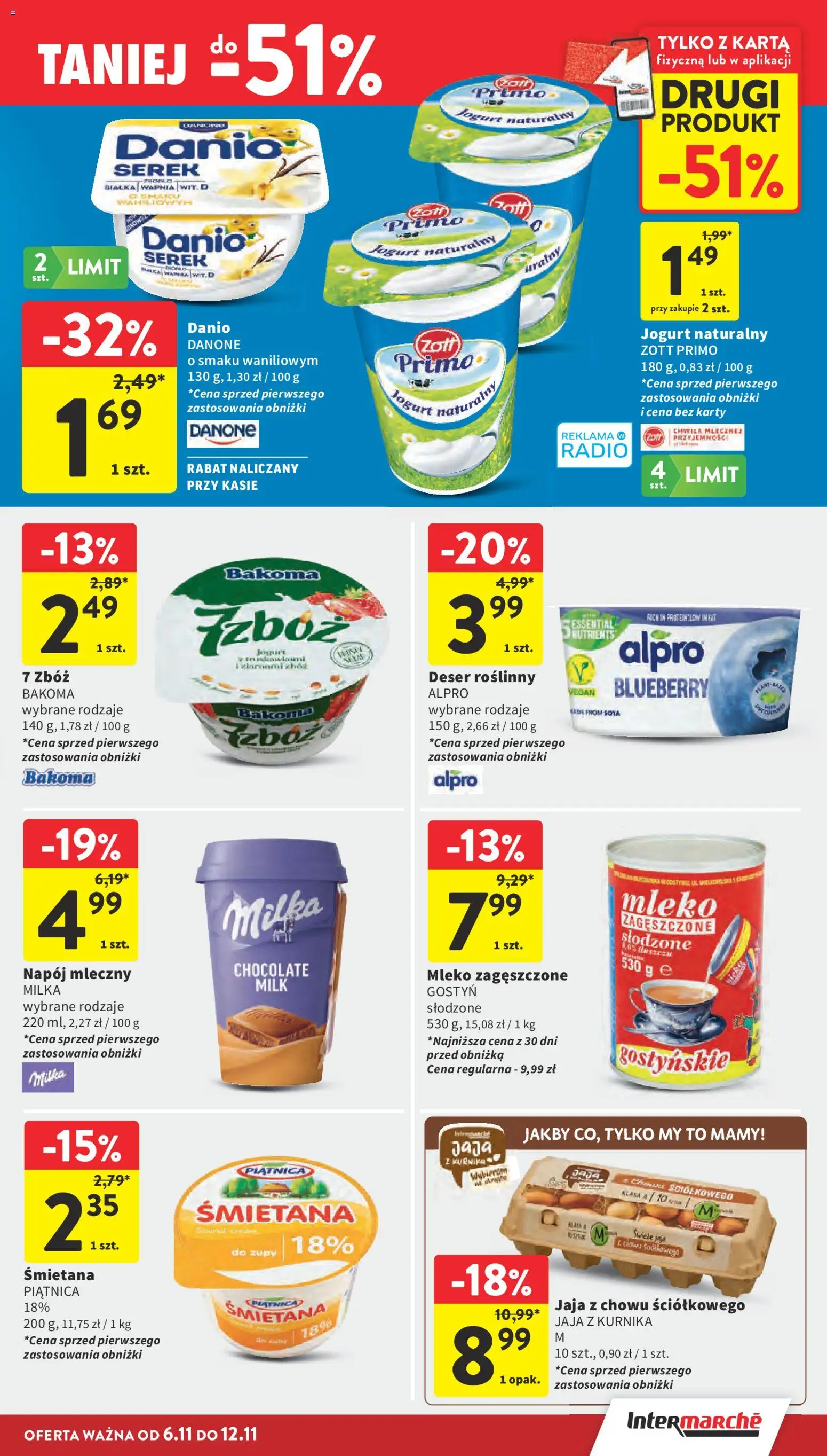 Intermarche Gazetka od 06.11.2025 | Strona: 19 | Produkty: Karta, Alpro, Serek, Jogurt naturalny