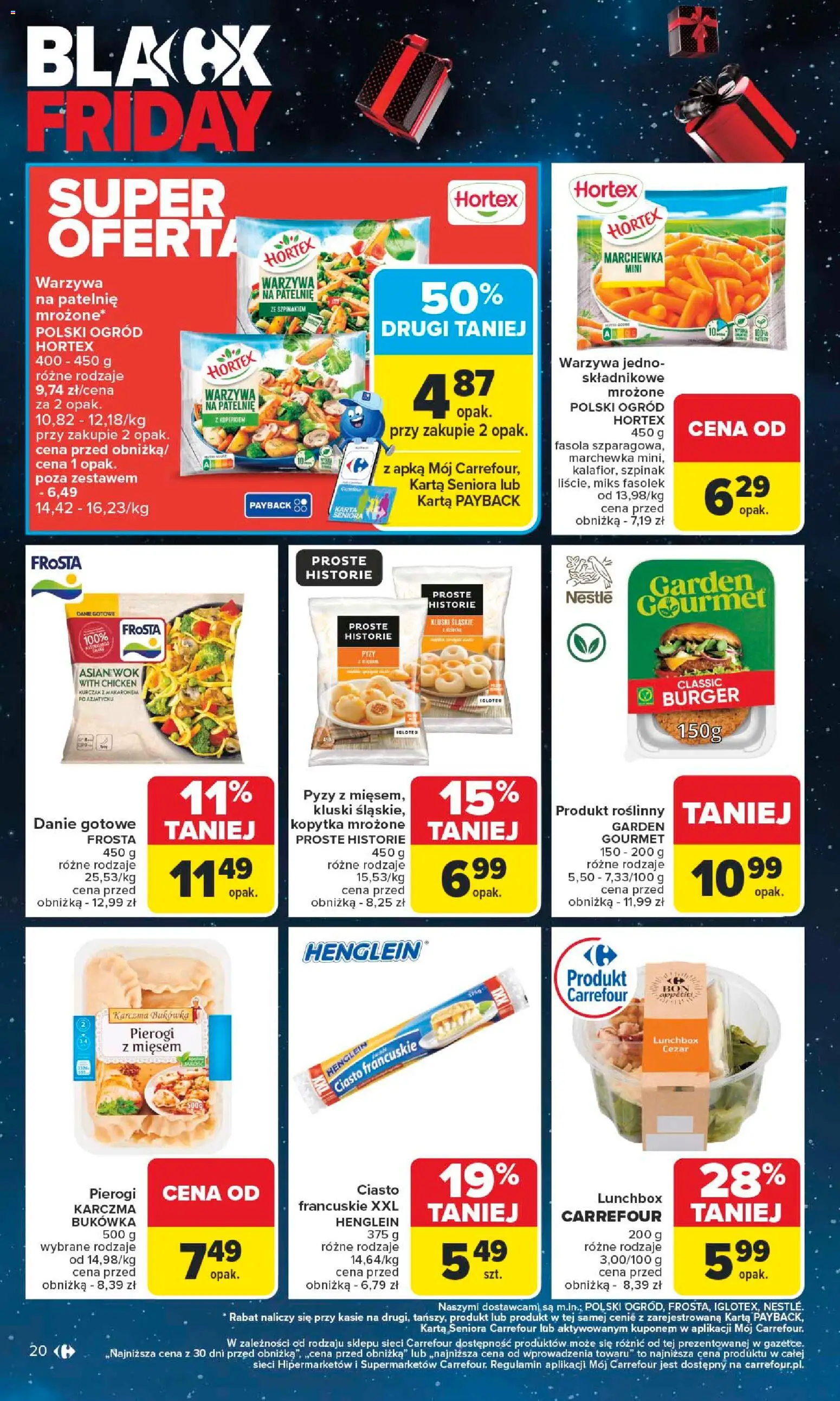 Carrefour Black Friday od 24.11.2025 | Strona: 20 | Produkty: Kurczak, Pierogi z mięsem, Kluski śląskie, Marchewka
