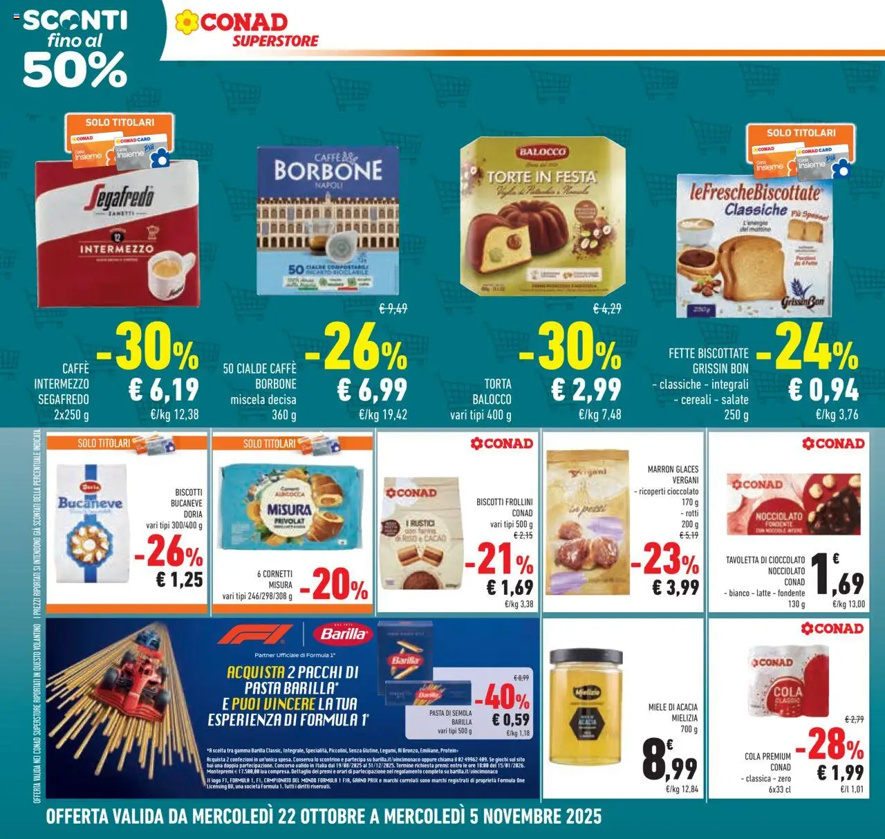 Volantino Conad del 22.10.2025 | Pagina: 20 | Prodotti: Caffè, Cioccolato, Pasta, Crackers