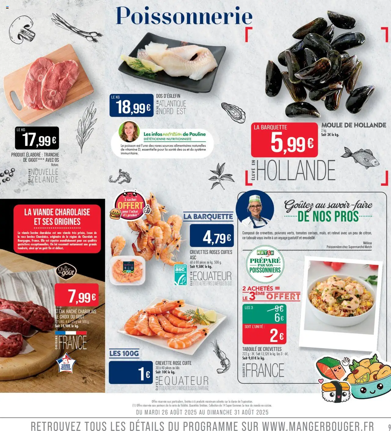  | Page: 9 | Produits: Crevette, Tomates, Poisson, Viande bovine