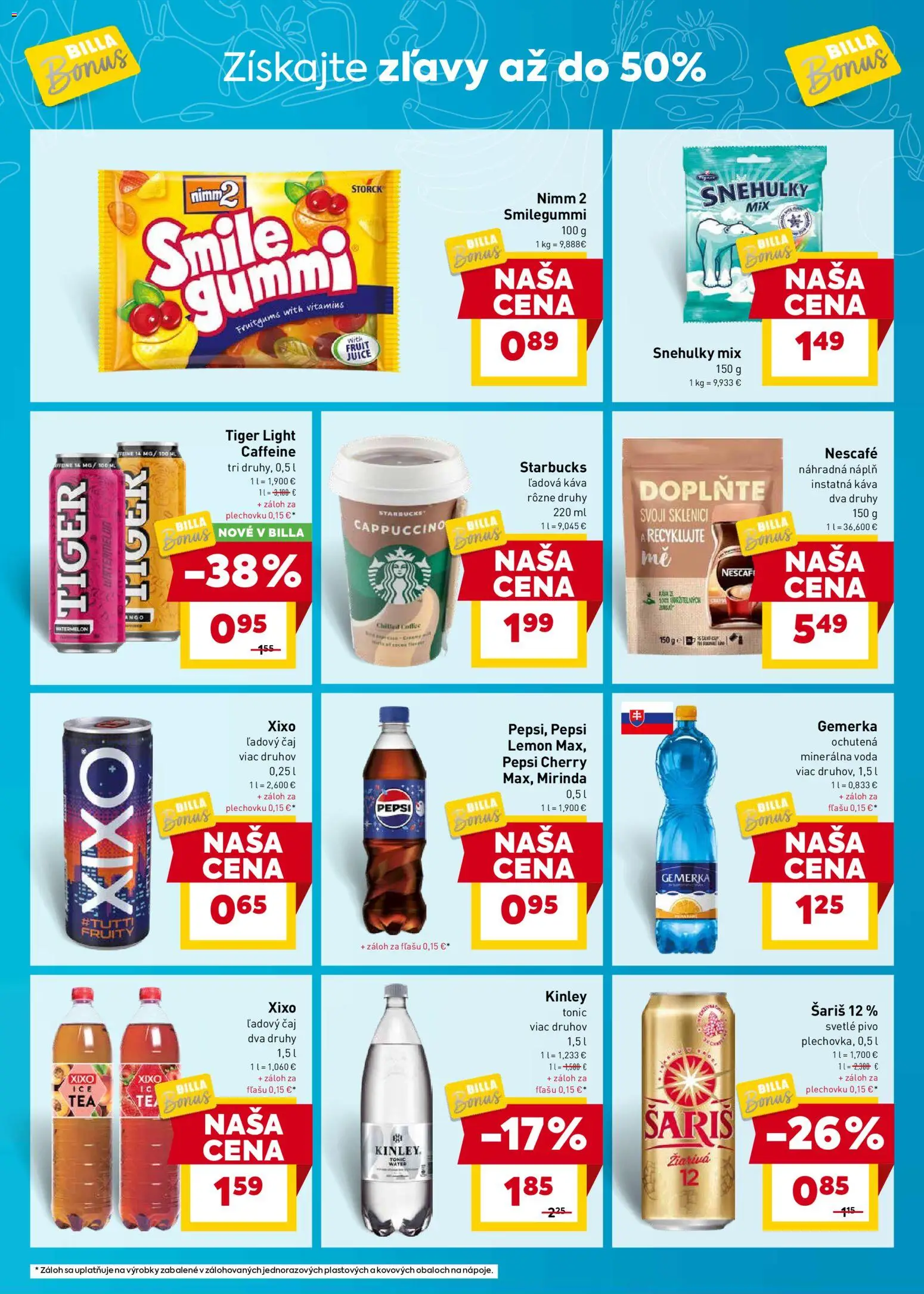 Nové Billa akcie – leták je platný od 14.01.2026 | Strana: 7 | Produkty: Káva, Voda, Pepsi, Gemerka