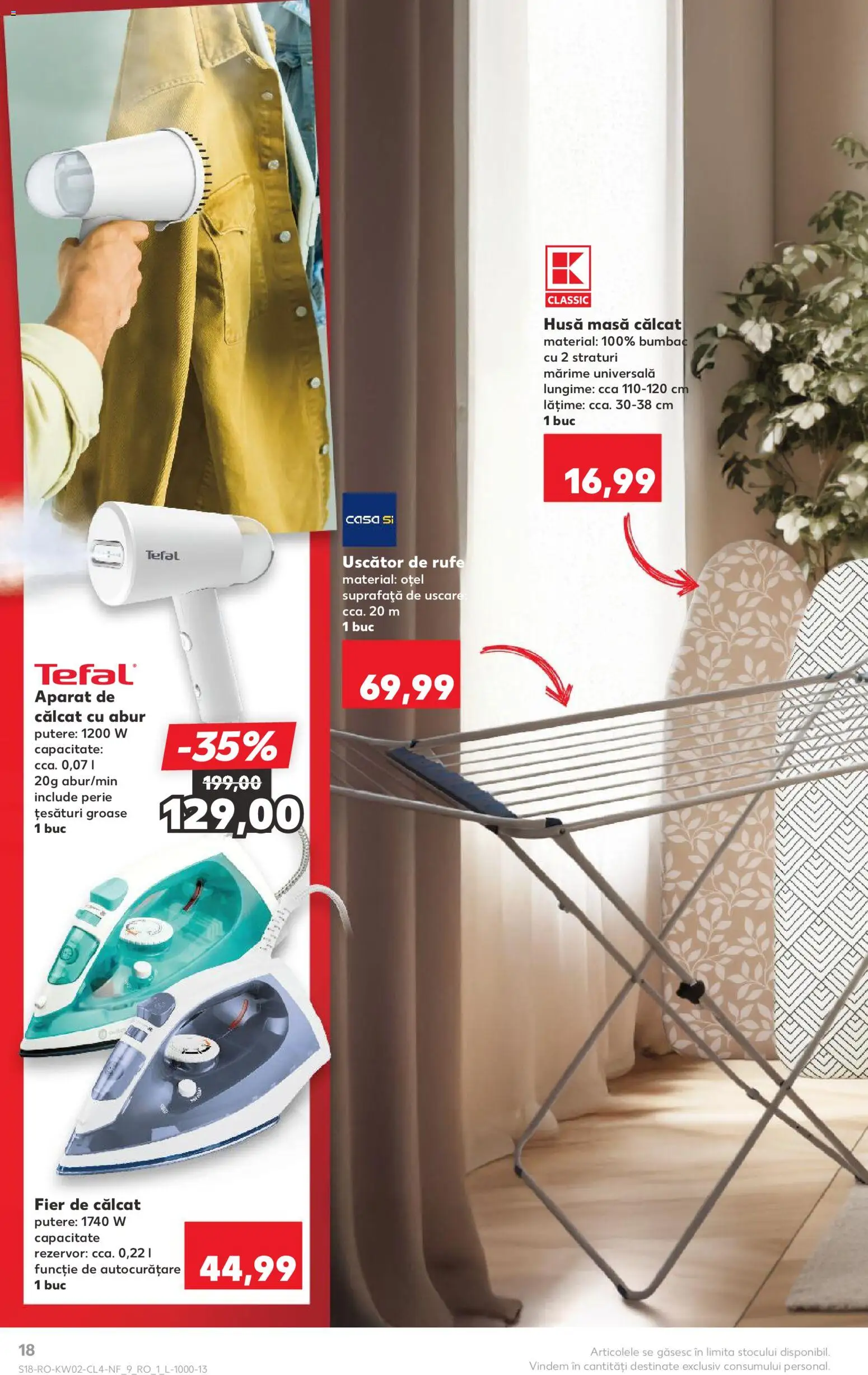 Noul catalog Kaufland – valabil de la 07.01.2026 | Pagină: 18 | Produse: Fier de călcat, Uscător, Masă, Perie