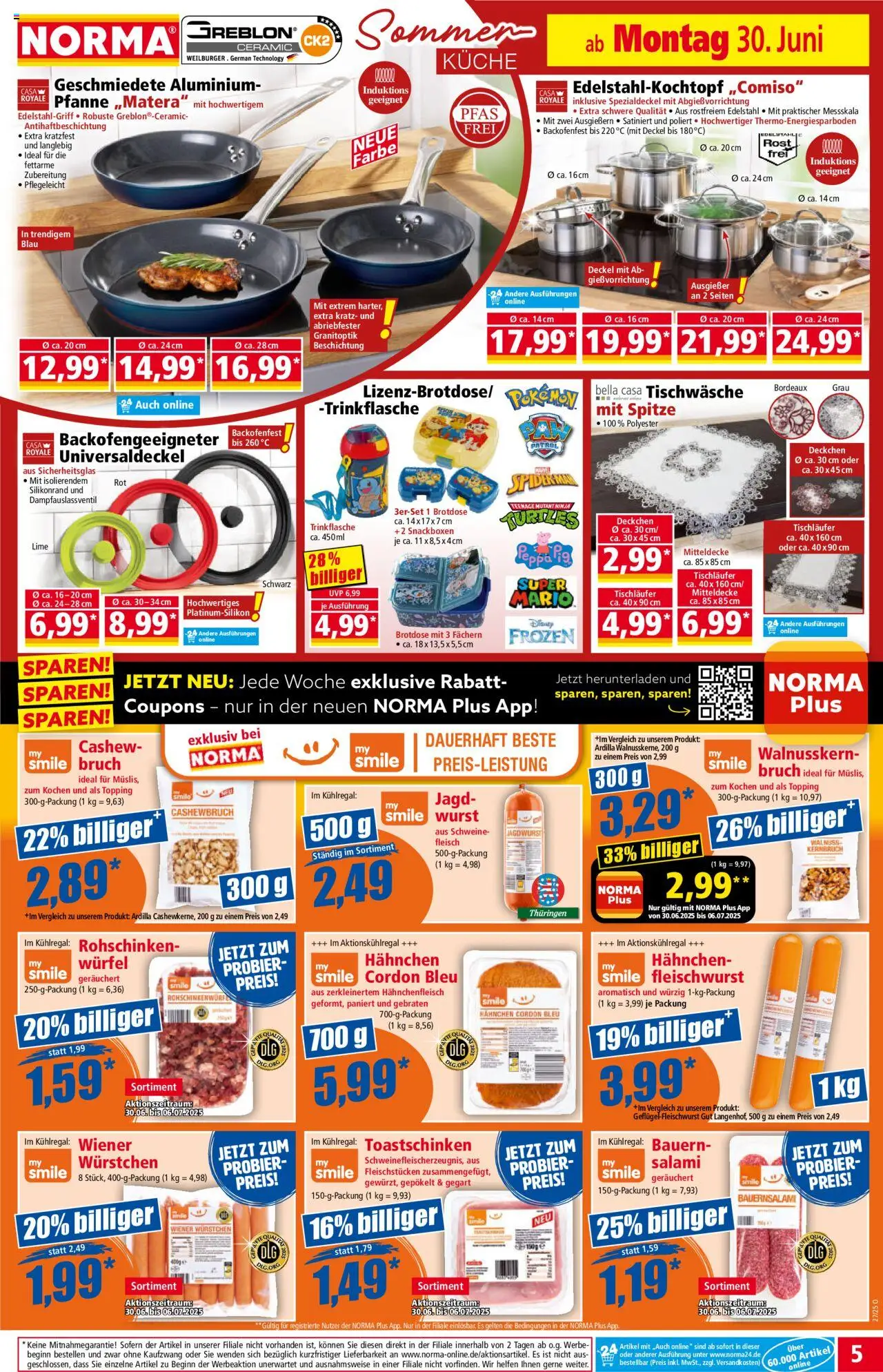 Norma Prospekt 	 - gültig ab dem 30.06.2025 | Seite: 6 | Produkte: Hahnchen, Toastschinken, Wurst, Salami