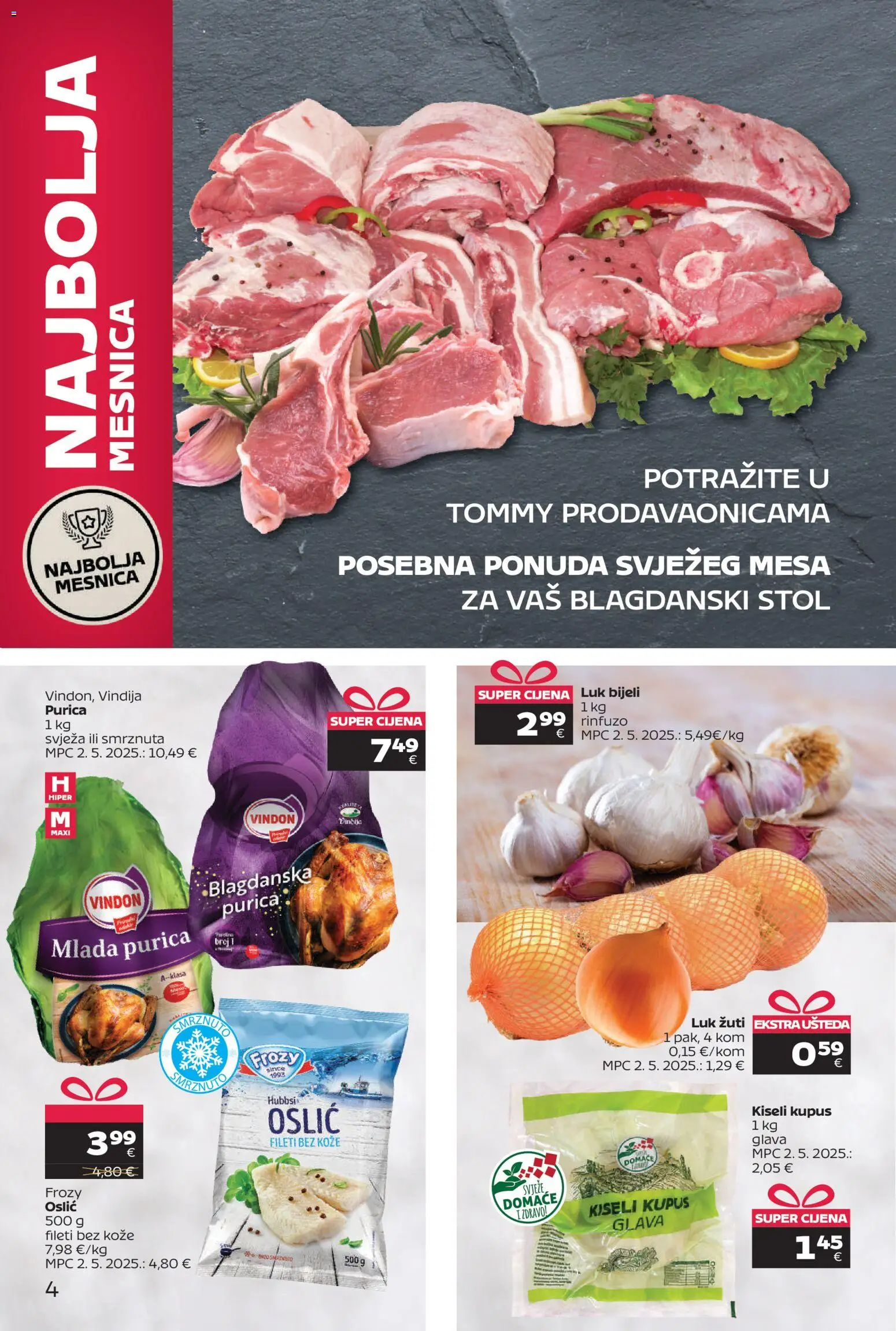 Tommy katalog | vrijedi od 15.12.2025 | Stranica: 4 | Proizvodi: Vindija, Stol, Kupus, Oslić