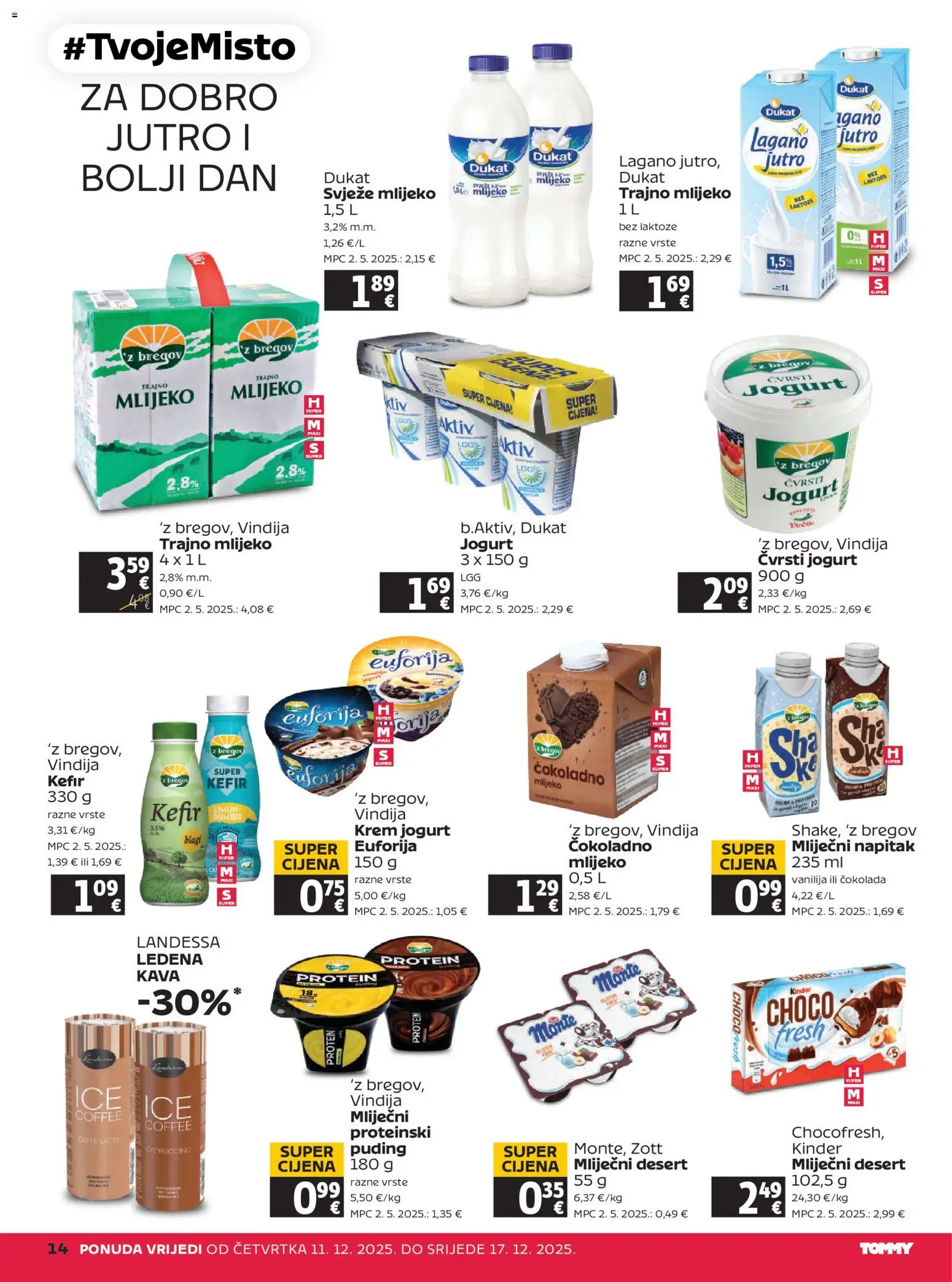 Tommy katalog | vrijedi od 11.12.2025 | Stranica: 14 | Proizvodi: Vindija, Mlijeko, Jogurt, Limun