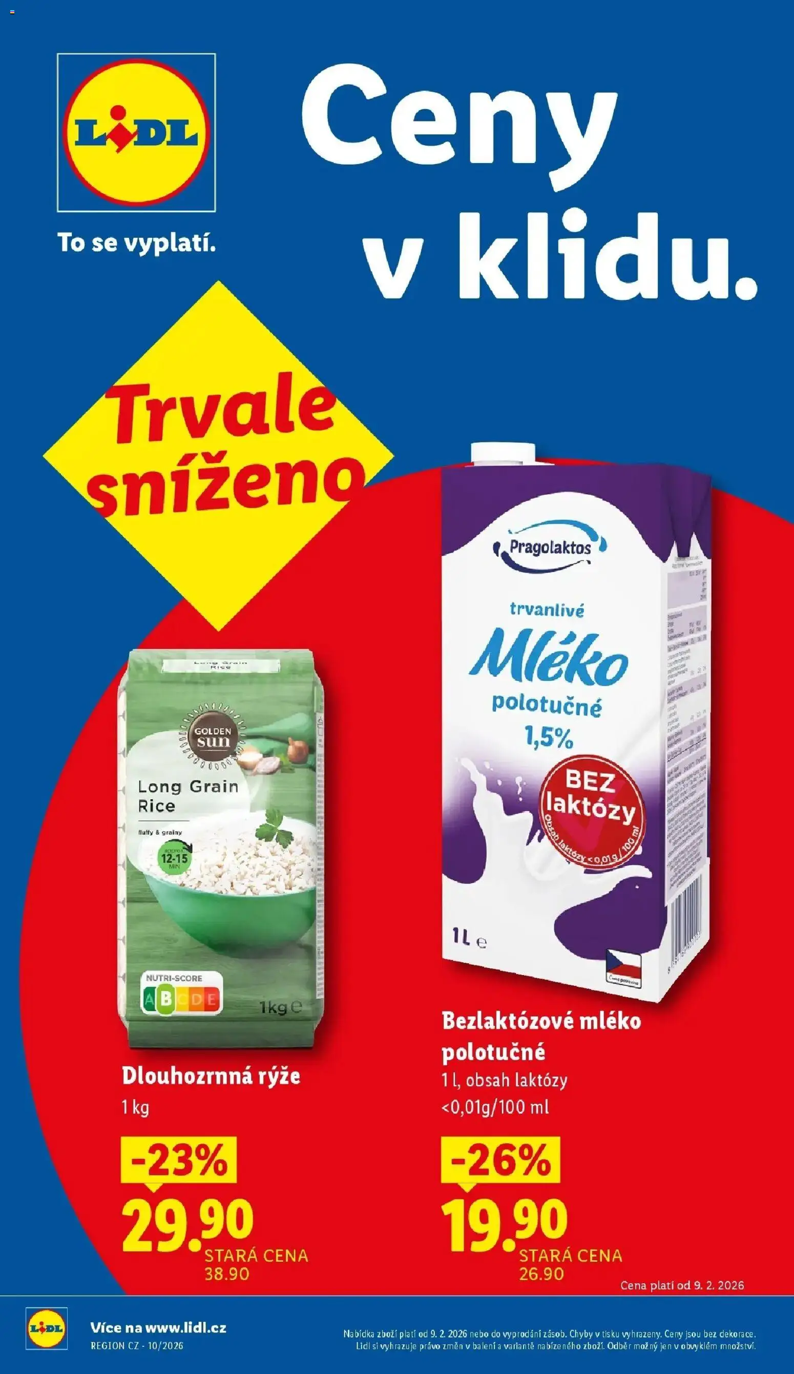 Lidl aktuální leták od 02.03.2026 | Strana: 10 | Produkty: Mléko polotučné, Mléko, Rýže, Bezlaktozové mléko