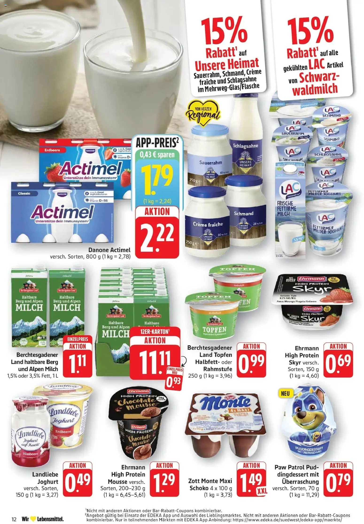 Edeka prospekt Geislingen	 – gültig ab 12.04.2026 | Seite: 12 | Produkte: Actimel, Schlagsahne, Creme, Sauerrahm