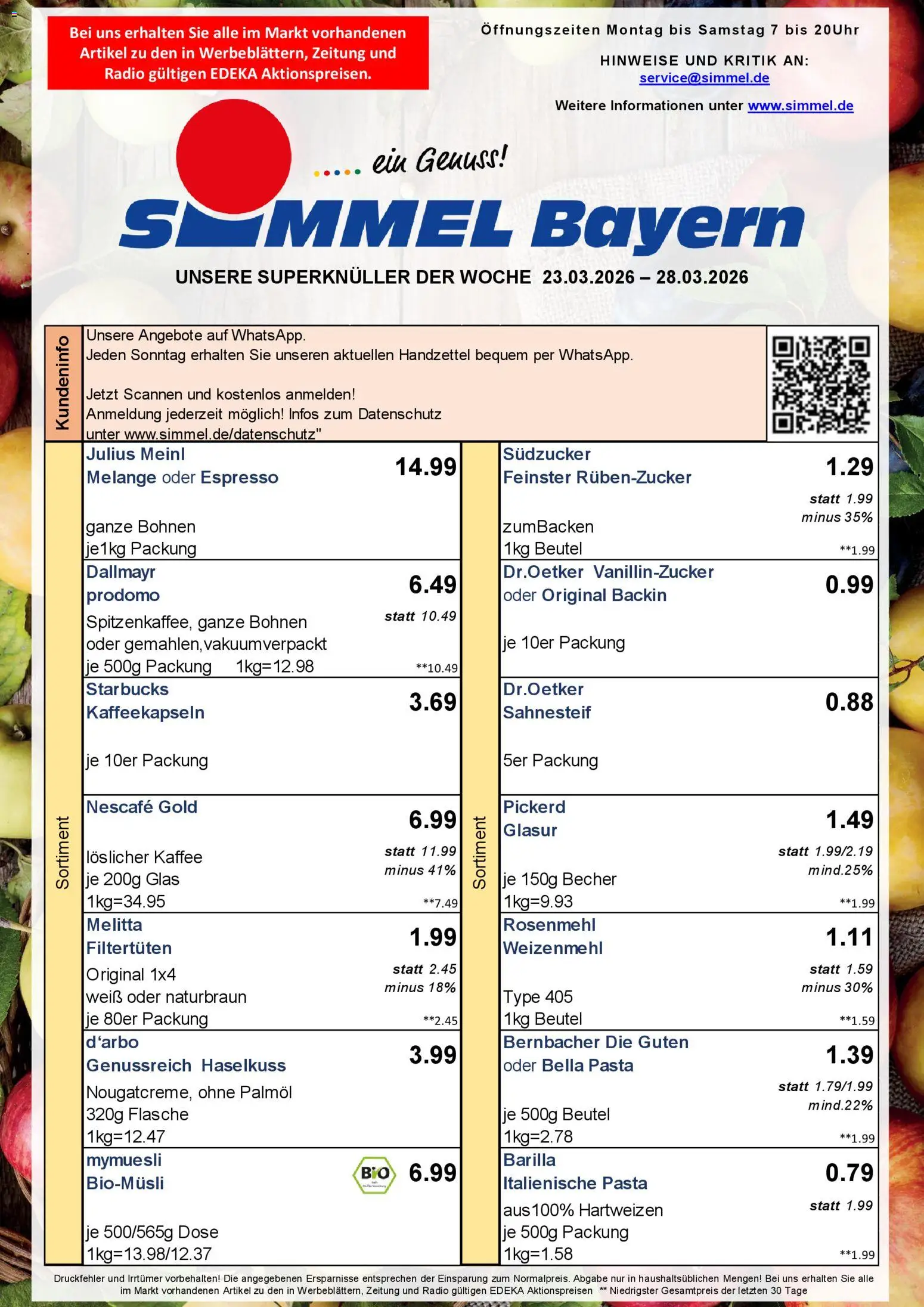 Simmel Bayern – gültig ab 23.03.2026 | Seite: 1 | Produkte: Nescafe, Kaffee, Weizenmehl, Radio