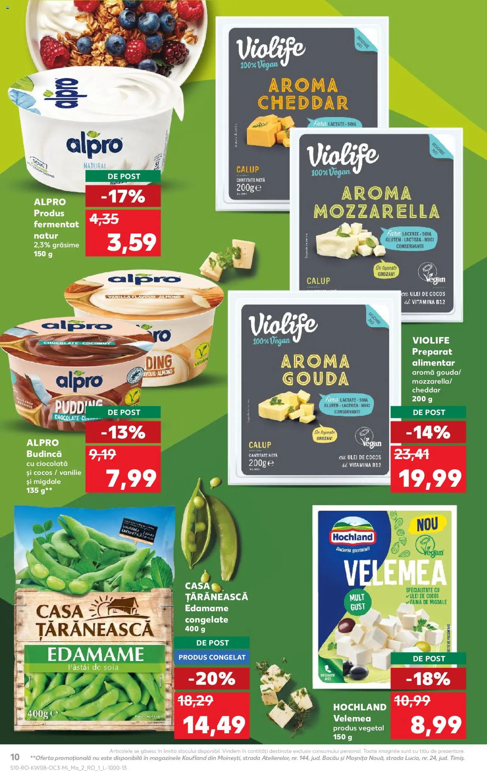 Kaufland RO akciós ujság - amely érvényes a következő dátumtól: 18.02.2026 | Oldal: 10 | Termékek: Mozzarella, Alpro, Gouda, Vegán
