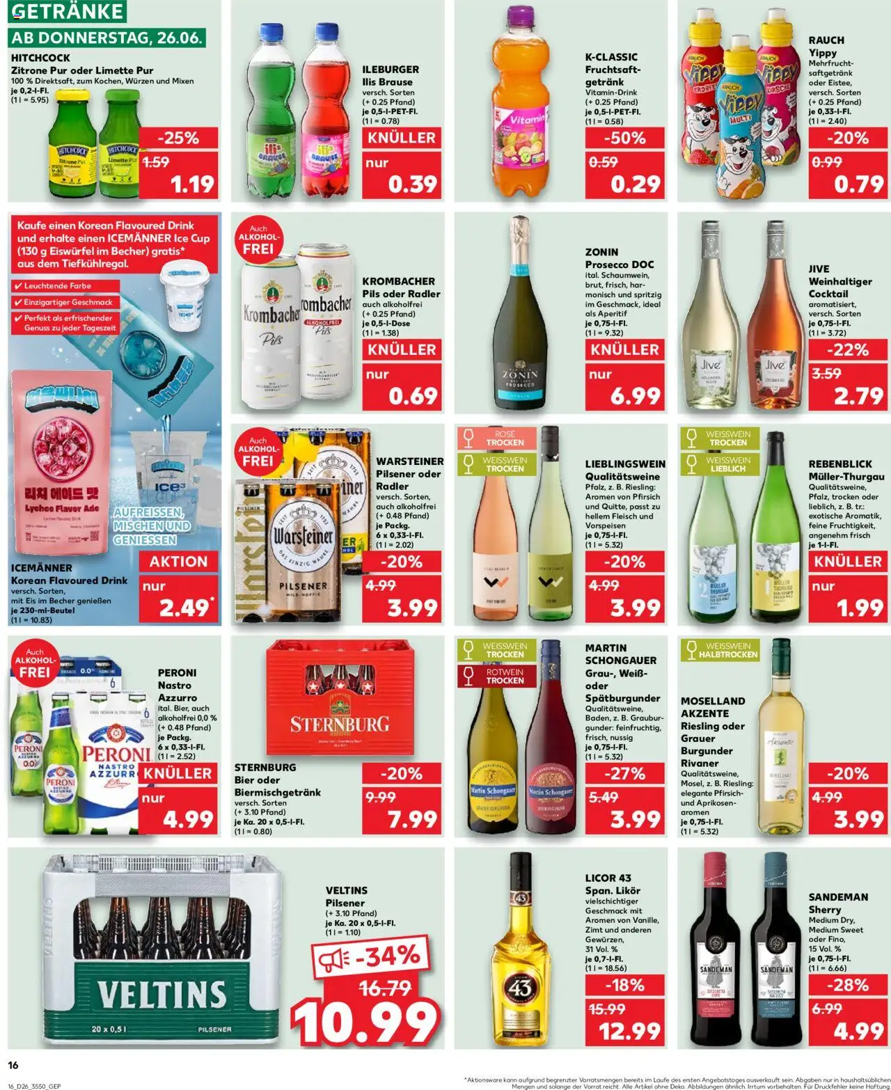 Kaufland Prospekt 	 - gültig ab dem 26.06.2025 | Seite: 16 | Produkte: Weißwein, Warsteiner, Krombacher, Fruchtsaft