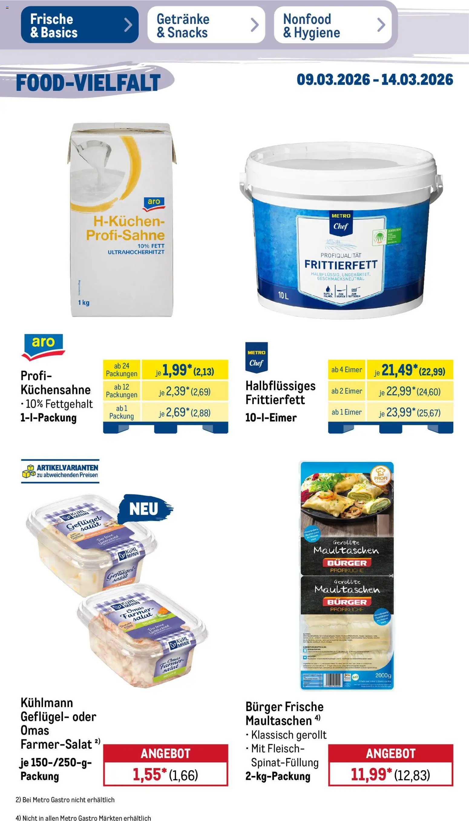 Metro Prospekt 	 – gültig ab 09.03.2026 | Seite: 20 | Produkte: Ananas, Spargel, Fleisch, Salat
