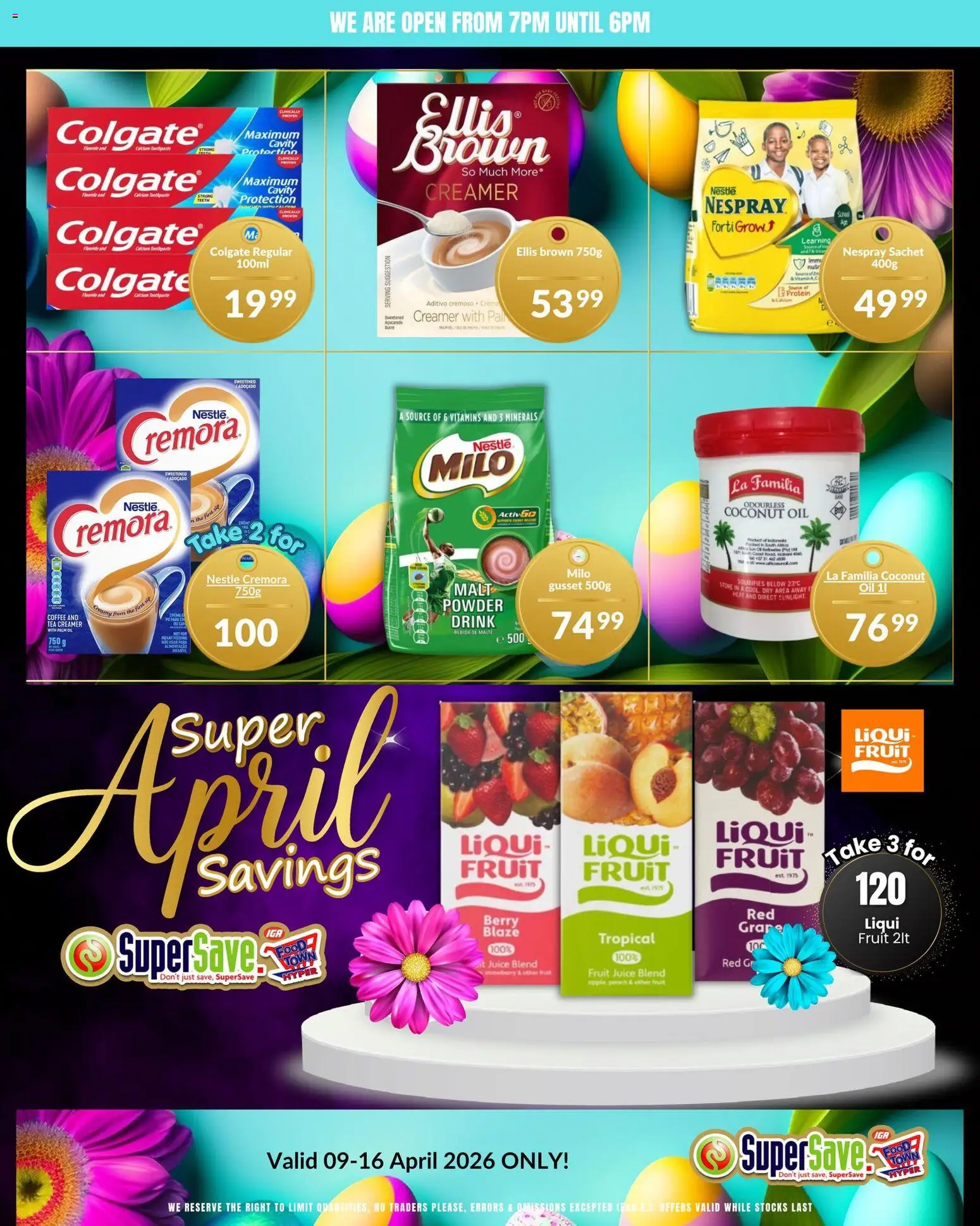 New Super Save catalogue – valid from 09.04.2026 | Page: 2 | Products: Oil, Juice, Fruit, Peach
