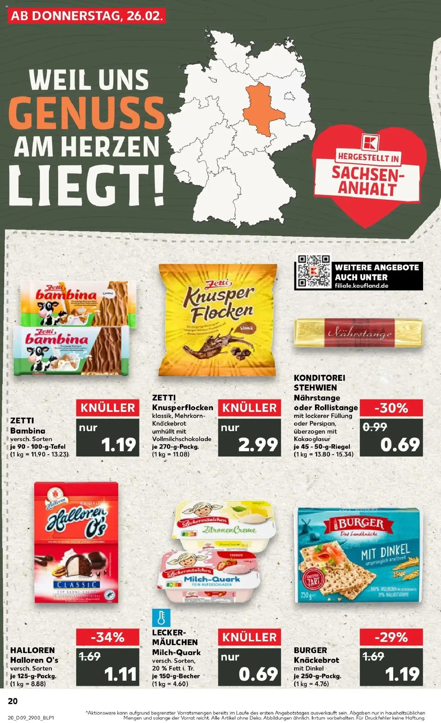 Kaufland prospekt Naumburg (Saale)	 – gültig ab 26.02.2026 | Seite: 20 | Produkte: Burger, Creme, Flocken, Zitronen