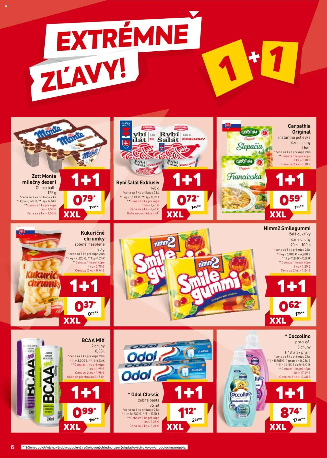 Billa leták │ platný od 18.06.2025 | Strana: 6 | Produkty: Zubná pasta, Cukríky, Šalát, Coccolino
