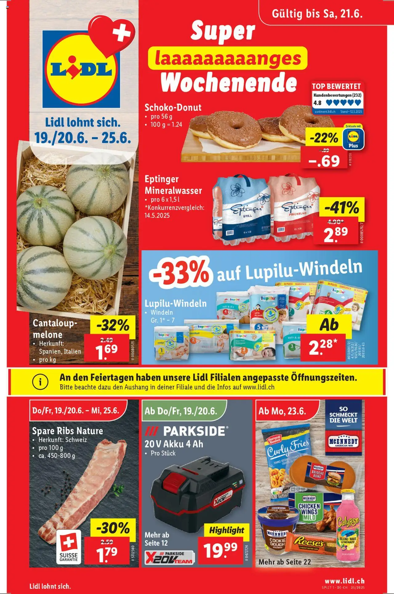 Lidl Aktionen ab 19.06.2025 | Seite: 1 | Produkte: Spare Ribs, Mineralwasser, Butter, Top