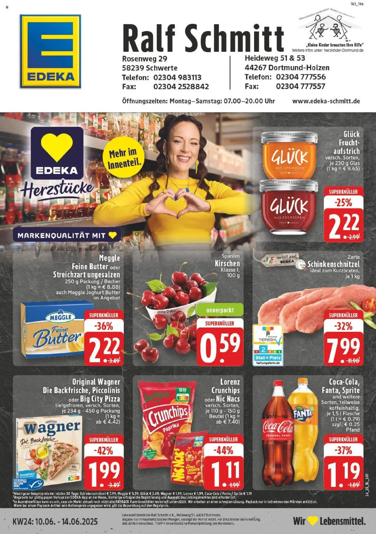 Edeka prospekt Schwerte - Holzen	 - gültig ab dem 08.06.2025 | Seite: 1 | Produkte: Pizza, Erdbeeren, Chips, Uhr