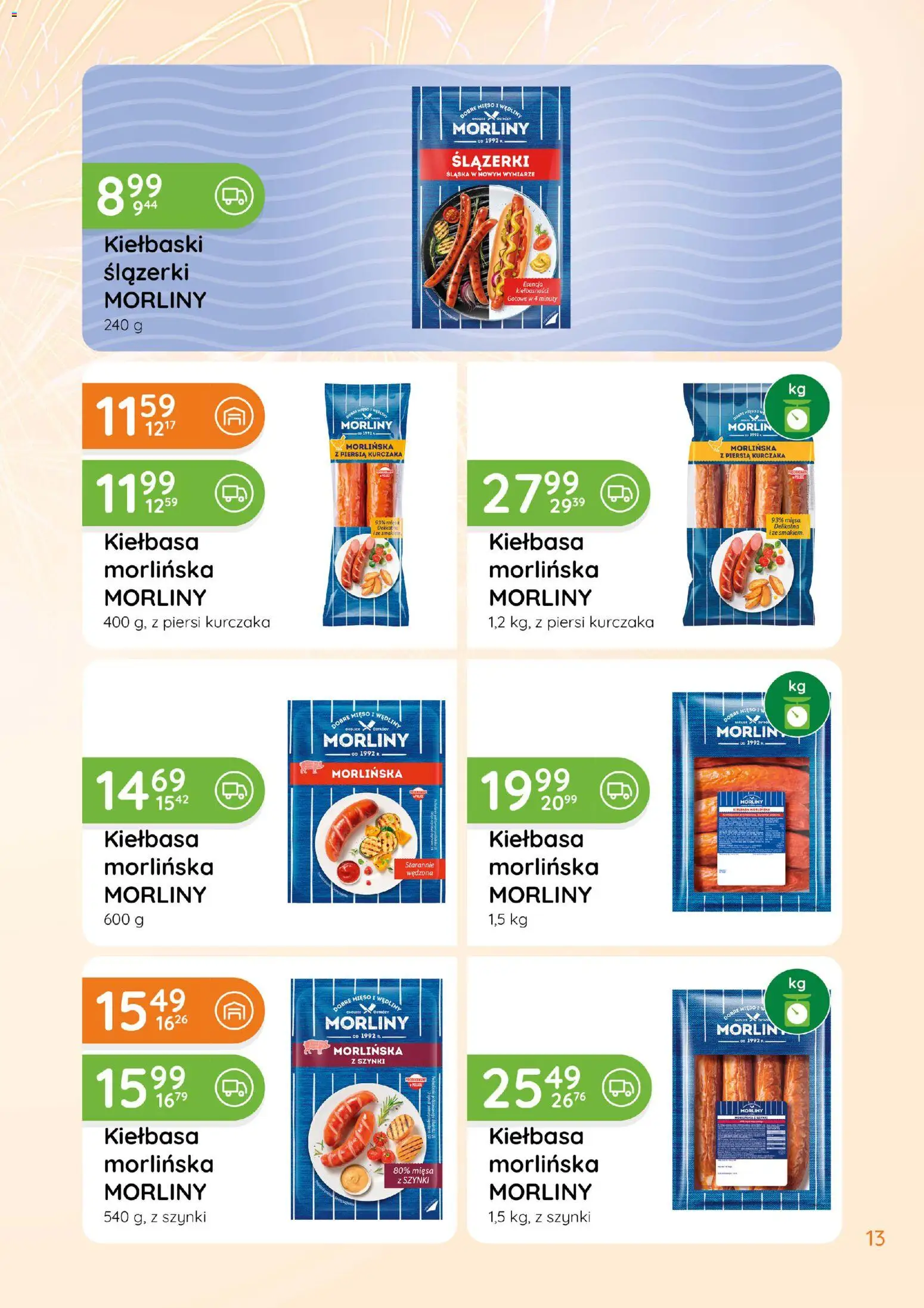 Eurocash Gazetka - Katalog Wędliny od 01.01.2026 | Strona: 13 | Produkty: Kiełbasa, Mięso, Kiełbaski, Wędliny