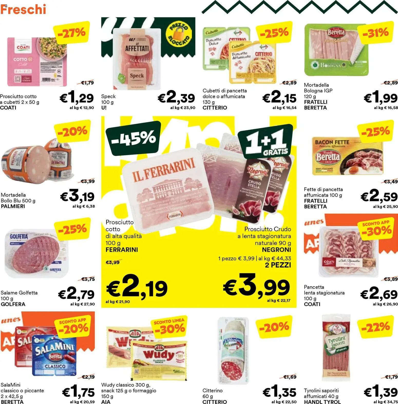 Volantino Unes del 12.01.2026 | Pagina: 6 | Prodotti: Prosciutto Crudo, Prosciutto Cotto, Prosciutto, Mortadella