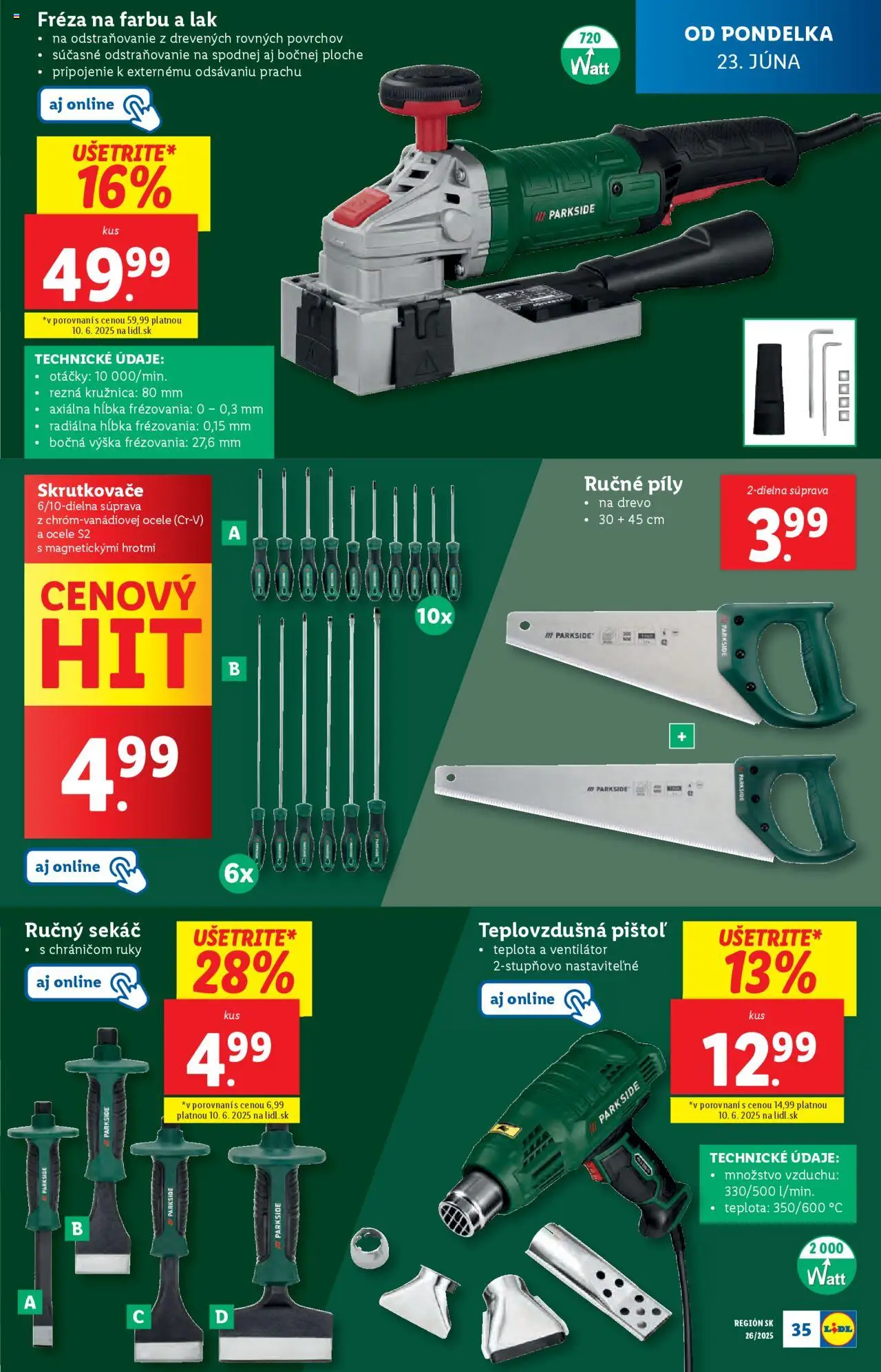 Lidl leták │ platný od 23.06.2025 | Strana: 45 | Produkty: Ventilátor, Fréza, Parkside