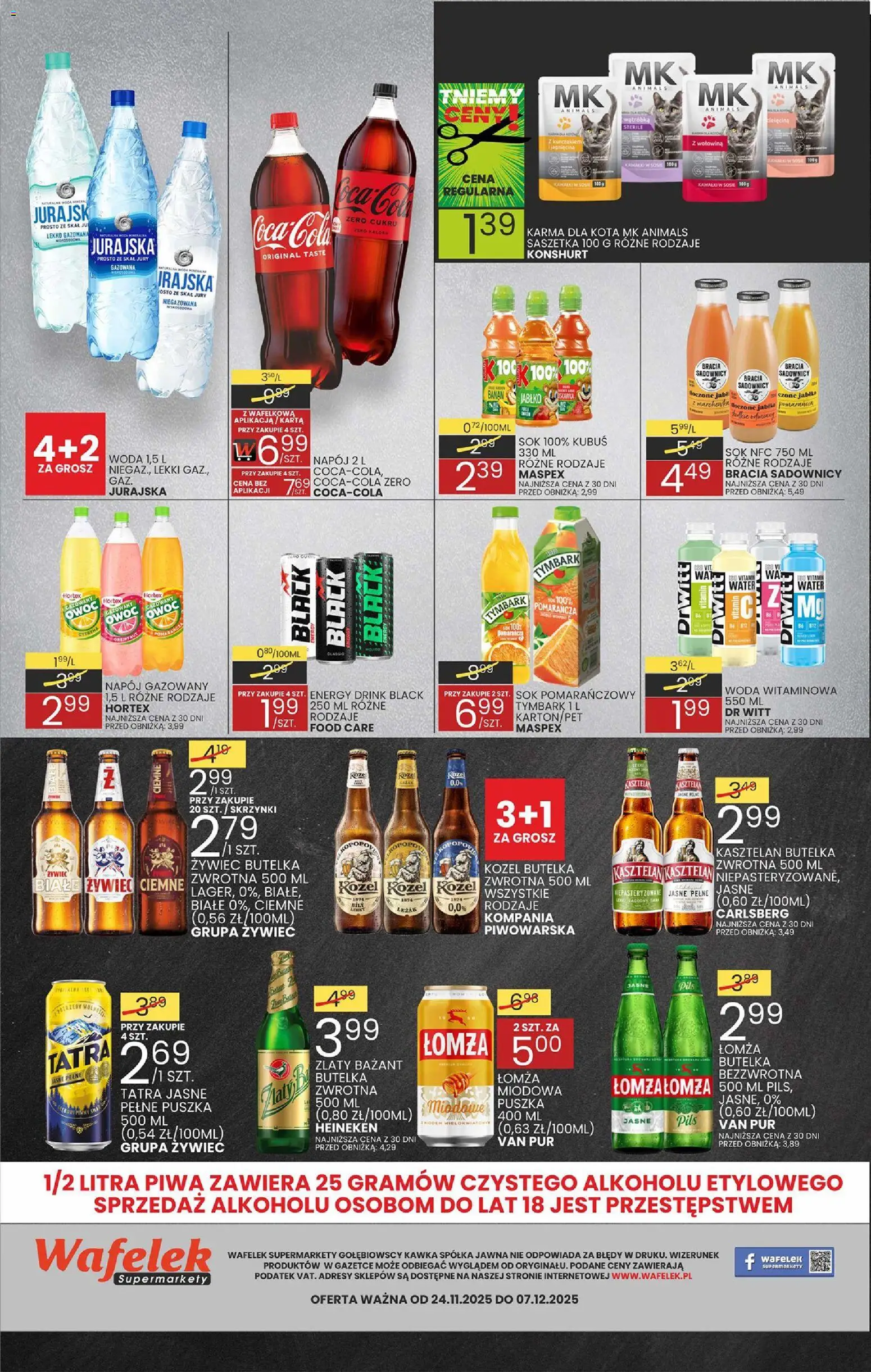 Wafelek Gazetka od 24.11.2025 | Strona: 8 | Produkty: Karta, Wątróbka, Karma dla kota, Woda