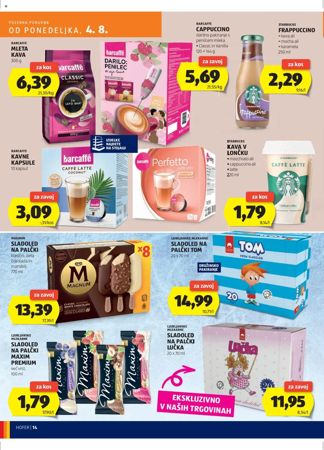 Hofer SI katalog | vrijedi od 31.07.2025 | Stranica: 14 | Proizvodi: Mascarpone, Kava, Čokolada, Barcaffe
