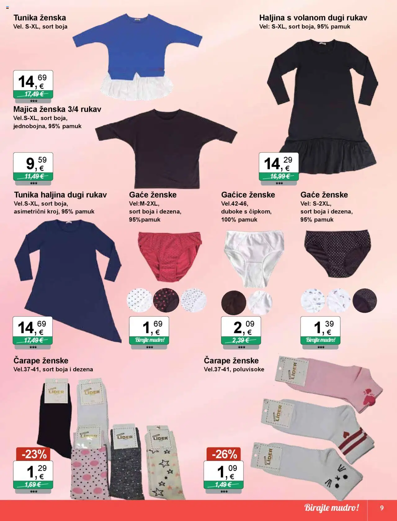 KTC katalog | vrijedi od 21.08.2025 | Stranica: 9 | Proizvodi: Majica, Gaćice, Čarape, Haljina