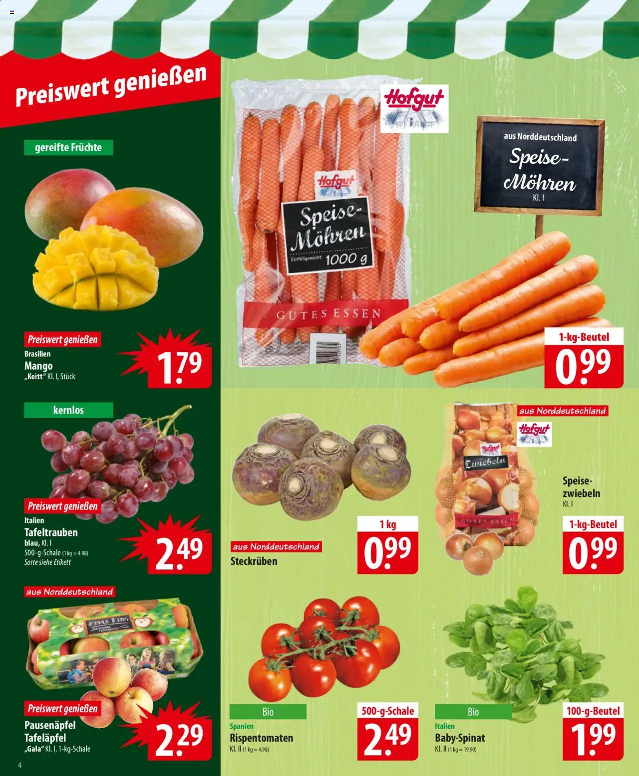 Famila Prospekt 	 – gültig ab 06.10.2025 | Seite: 4 | Produkte: Apple, Mohren, Zwiebeln, Mango