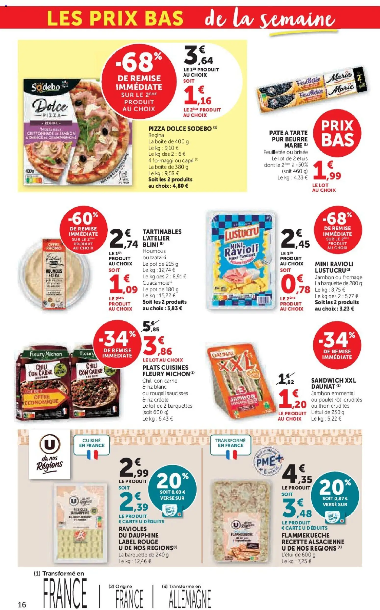 {H1} | Page: 16 | Produits: Riz blanc, Thon, Beurre, Pizza