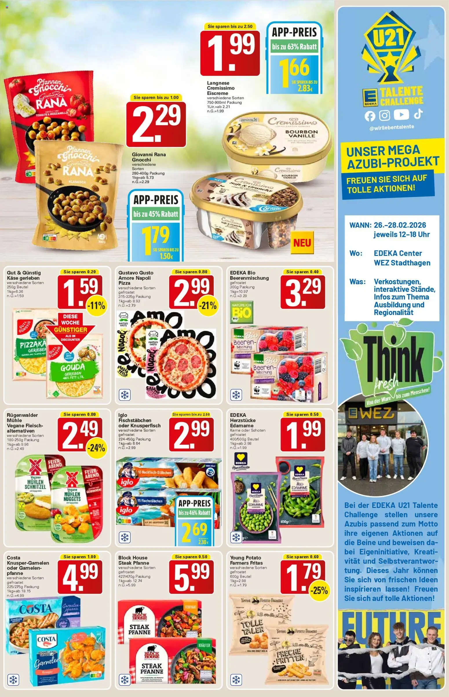 WEZ Prospekt – gültig ab 23.02.2026 | Seite: 9 | Produkte: Mozzarella, Gouda, Garnelen, Bourbon