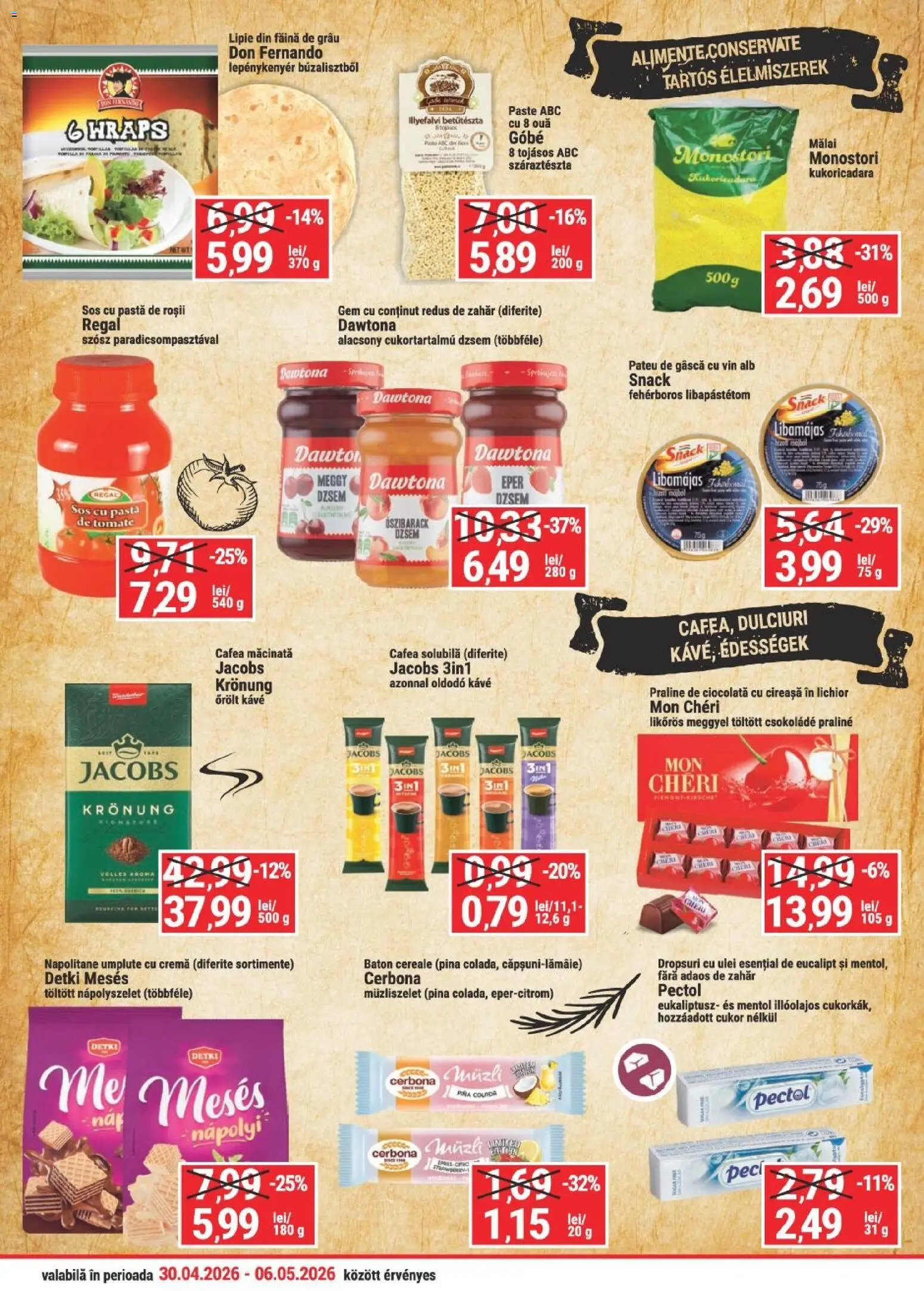 Noul catalog Merkur – valabil de la 30.04.2026 | Pagină: 3 | Produse: Napolitane, Praline, Făină, Sos