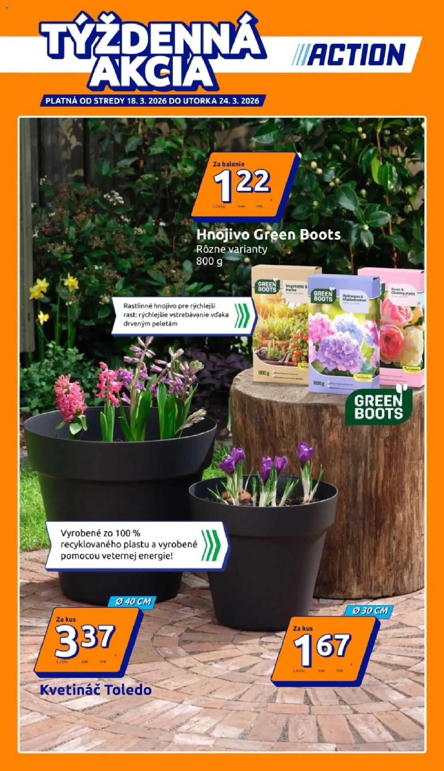 Nové Action akcie – leták je platný od 18.03.2026 | Strana: 1 | Produkty: Kvetináč