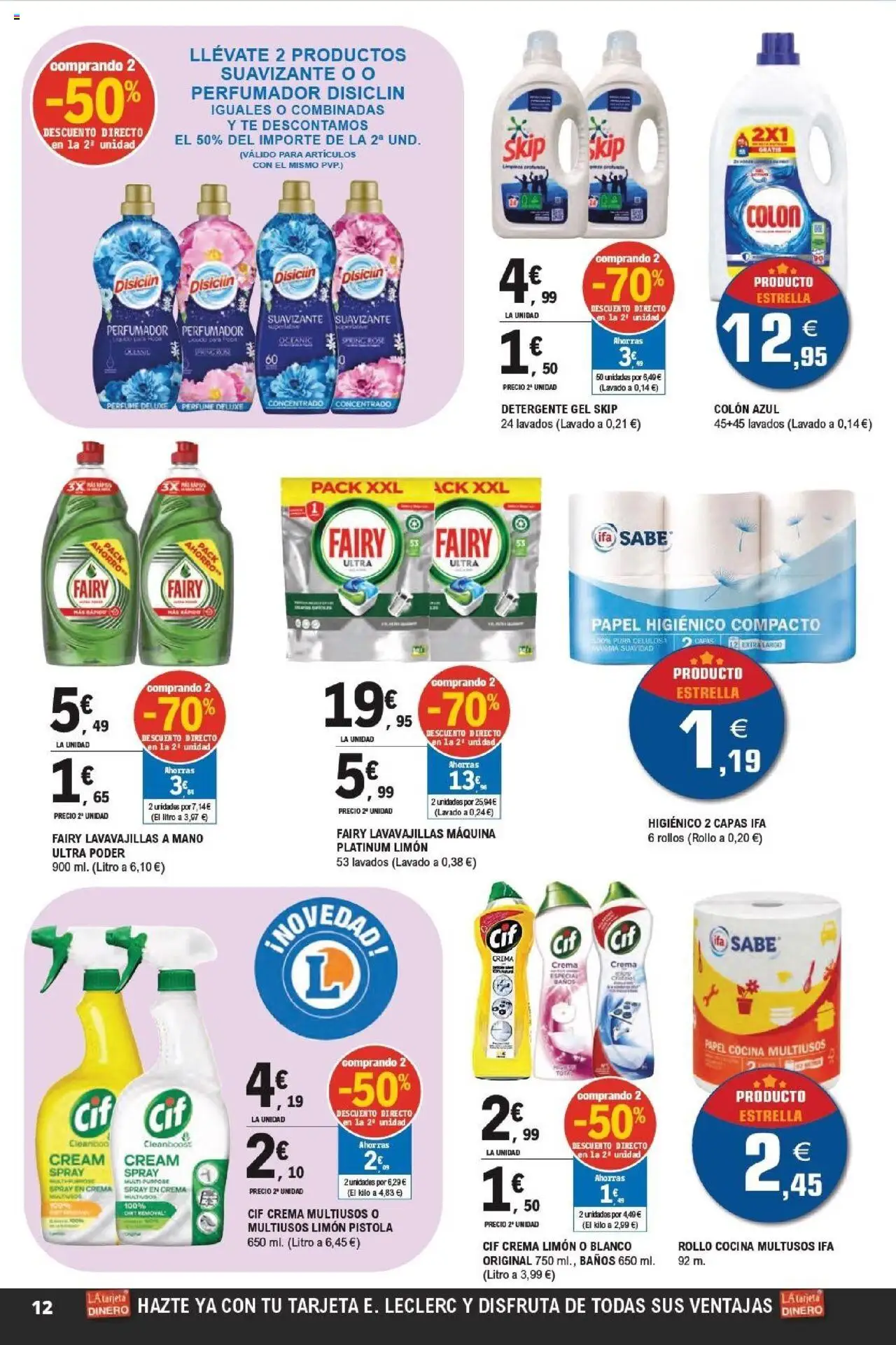 E.Leclerc folleto │ válido desde el 17.09.2025 | Página: 12 | Productos: Detergente, Crema, Té, Suavizante