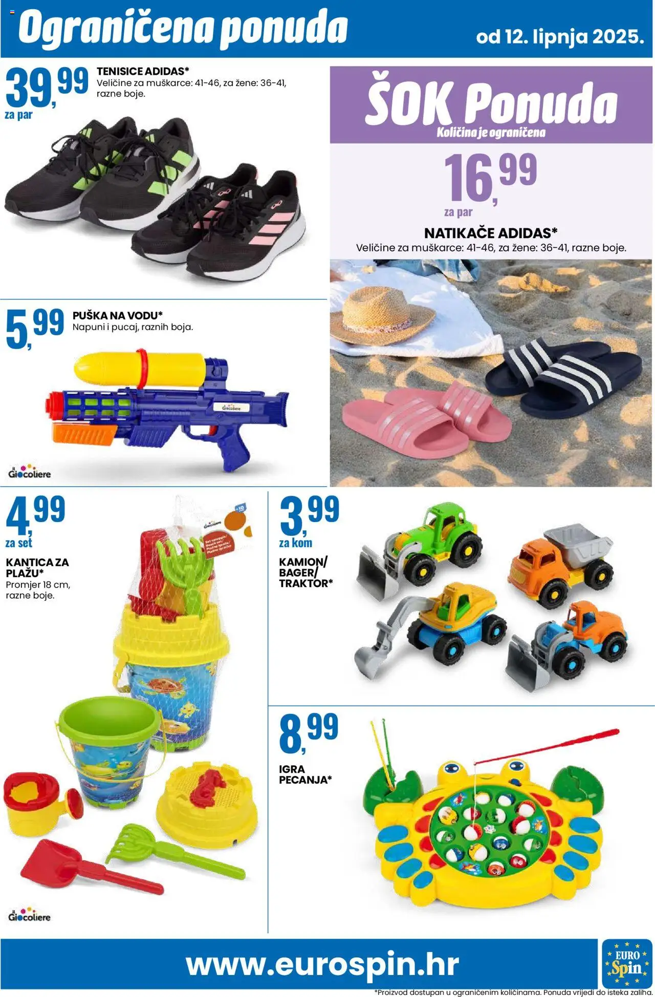Eurospin katalog | vrijedi od 12.06.2025 | Stranica: 15 | Proizvodi: Natikače, Sok, Tenisice, Igra