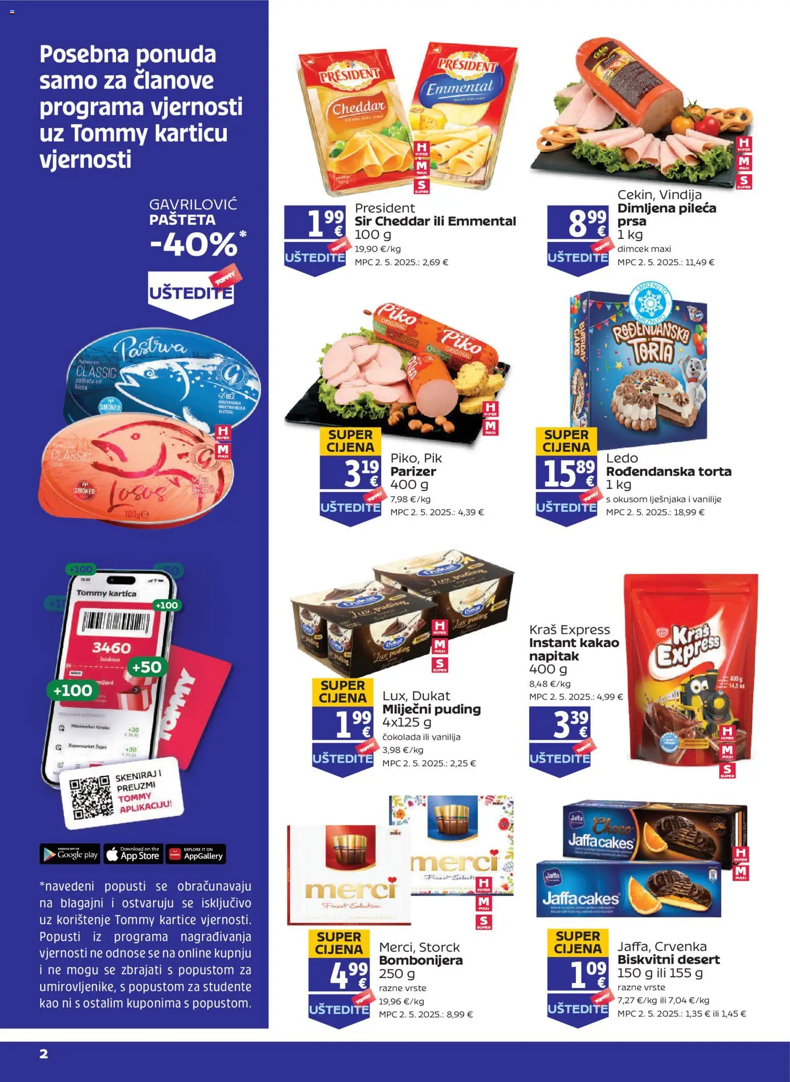 Tommy katalog | vrijedi od 05.03.2026 | Stranica: 1 | Proizvodi: Vindija, Puding, Bombonijera, Torta