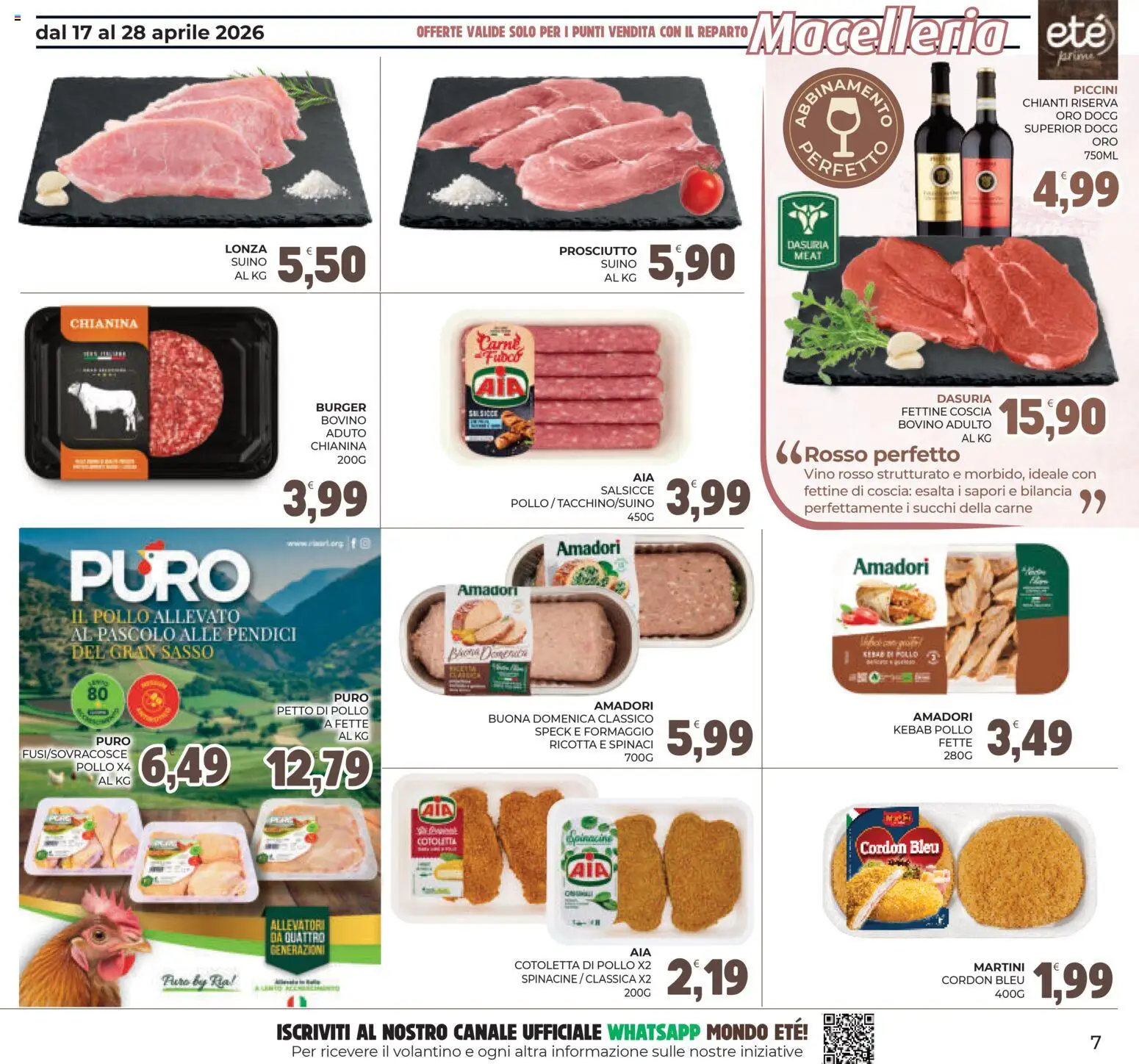 Volantino Eté del 17.04.2026 | Pagina: 7 | Prodotti: Speck, Formaggio, Prosciutto, Spinaci