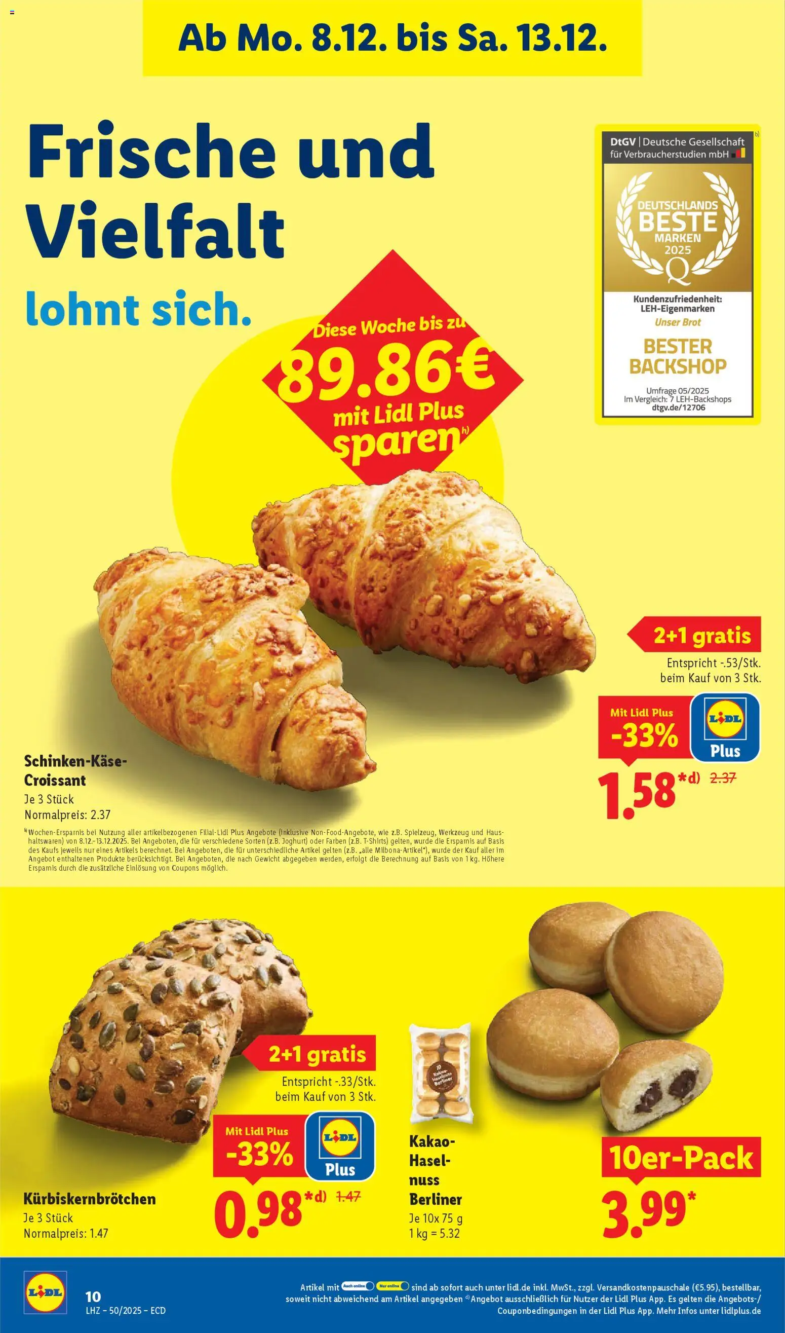 Lidl - Prospekt – gültig ab 08.12.2025 | Seite: 18 | Produkte: Berliner, Gewicht, Croissant, Brot