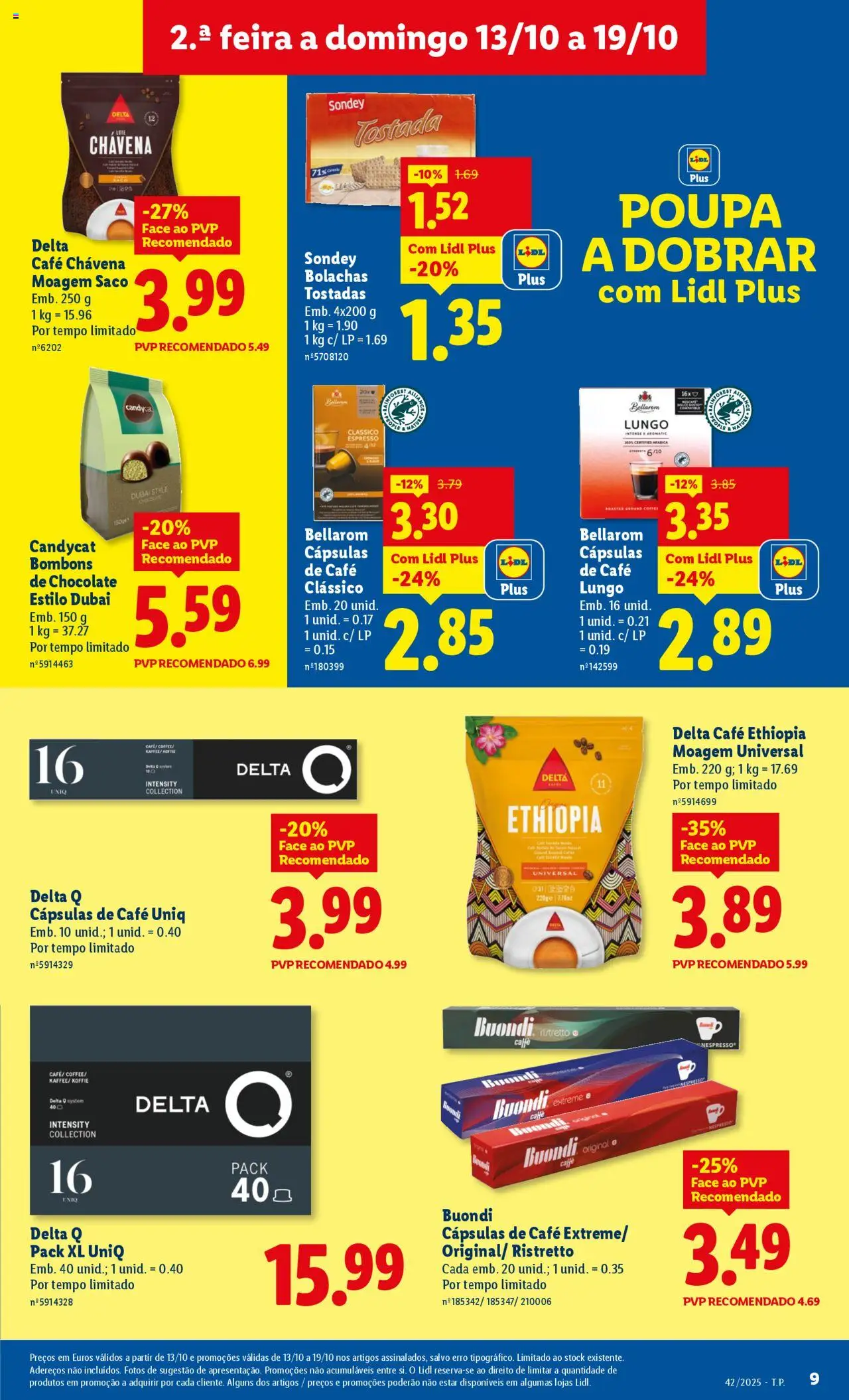 Lidl folheto │ válido de 13.10.2025 | Página: 9 | Produtos: Delta q, Bolachas, Nespresso, Café