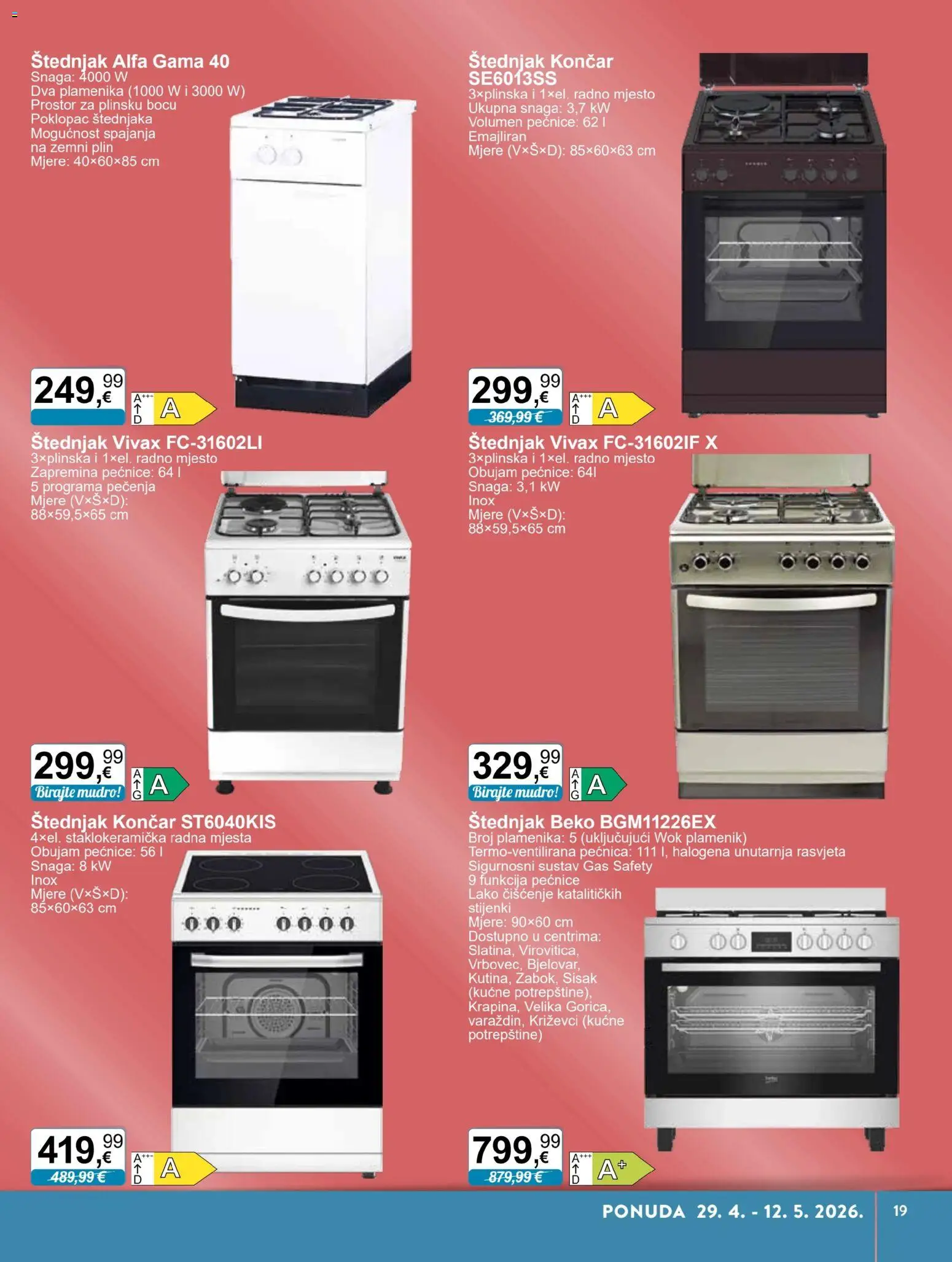 KTC katalog | vrijedi od 29.04.2026 | Stranica: 16 | Proizvodi: Rasvjeta, Pećnica, Štednjak