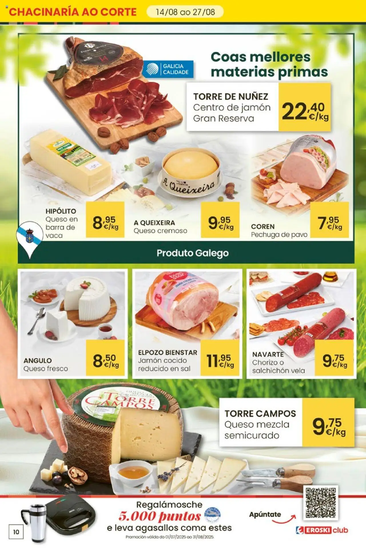 Eroski - Ofertons para conquistarte │ válido desde el 14.08.2025 | Página: 10 | Productos: Jamón, Jamón cocido, Queso fresco, Vela