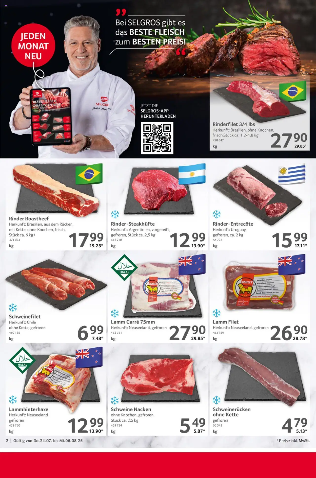 Selgros  Gastro - gültig ab dem 24.07.2025 | Seite: 2 | Produkte: Rinderfilet, Roastbeef, Schweinefilet, Fleisch
