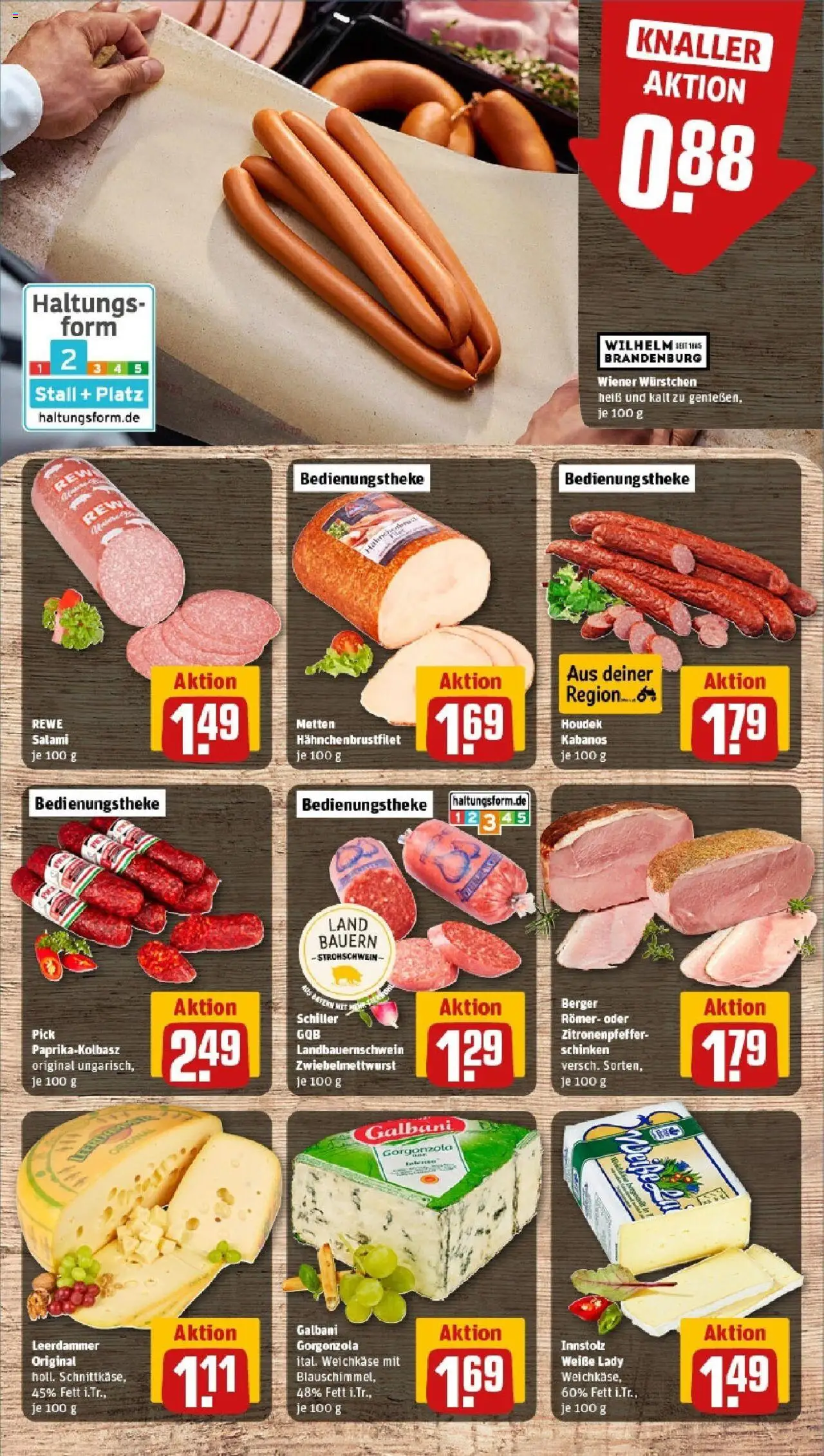 Rewe prospekt Massbach	 - gültig ab dem 08.06.2025 | Seite: 9 | Produkte: Wiener wurstchen, Leerdammer, Salami, Schinken
