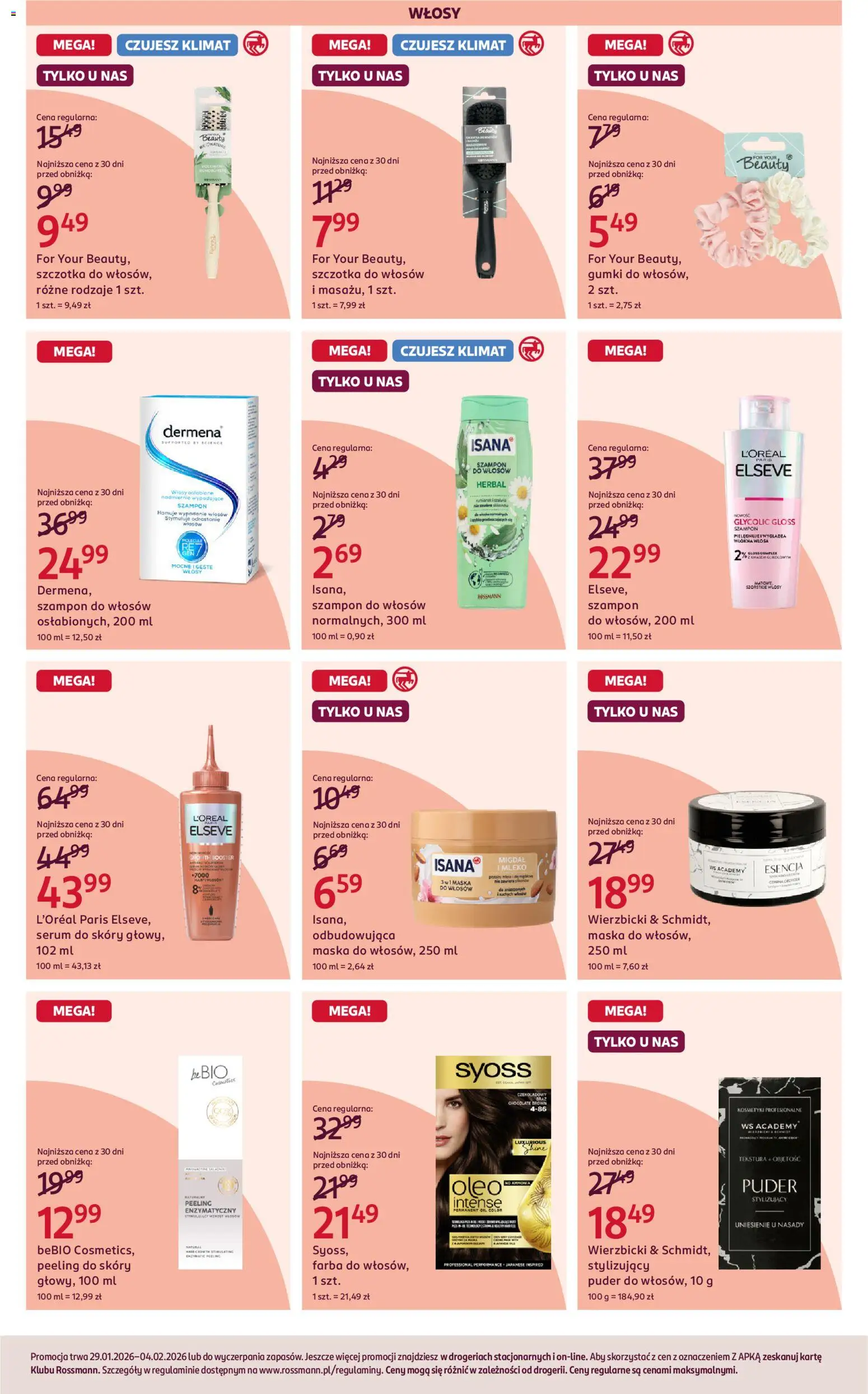 Rossmann Gazetka od 29.01.2026 | Strona: 10 | Produkty: Kosmetyki, Puder, Maska do włosów, Peeling