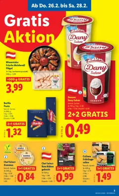 Lidl Flugblatt ab 26.02.2026 gültig | Seite: 3 | Produkte: Pasta, Gemüse, Milch, Hajdina liszt