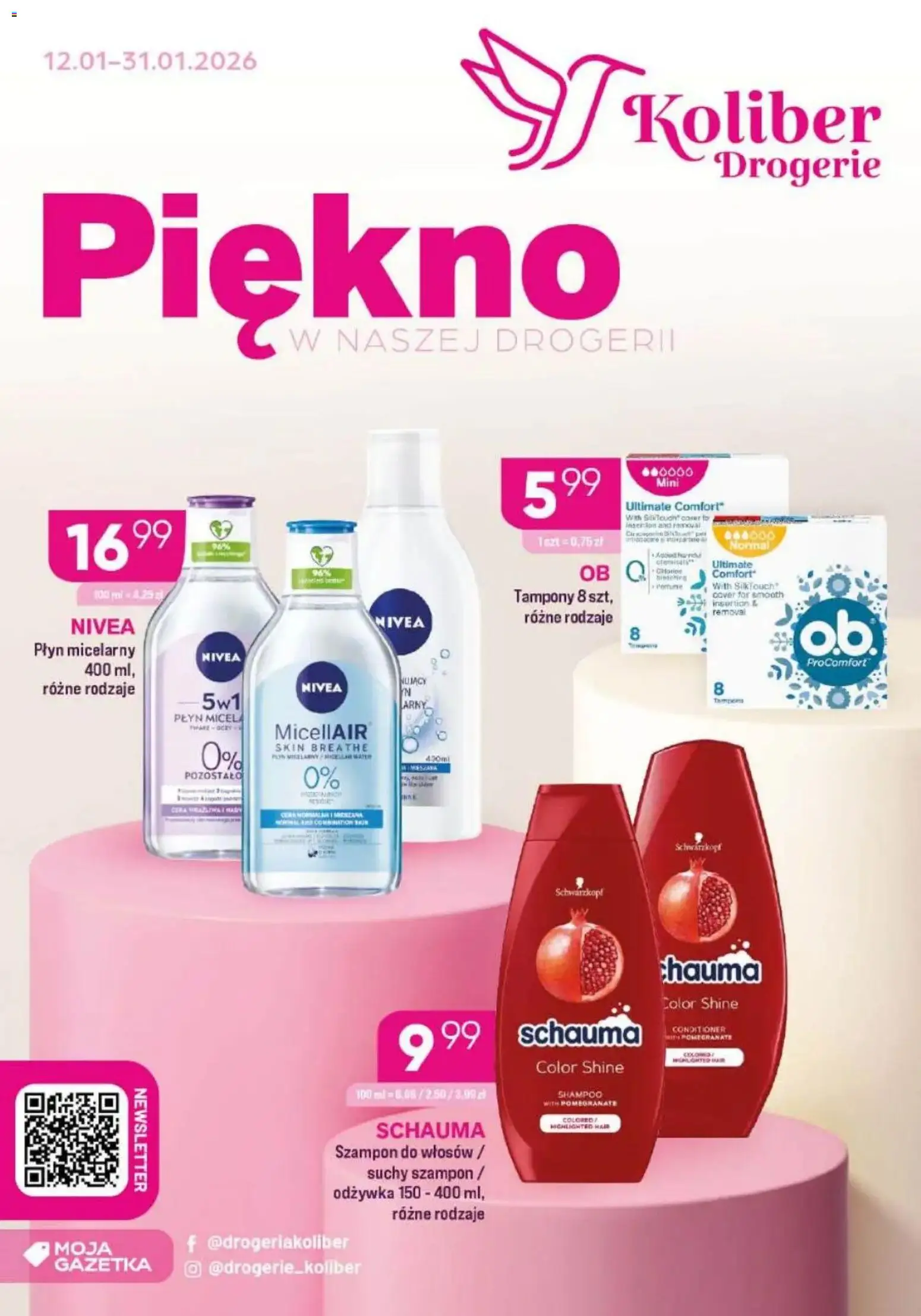 Koliber Gazetka od 12.01.2026 | Strona: 2 | Produkty: Tampony, Szampon, Odżywka, Suchy szampon
