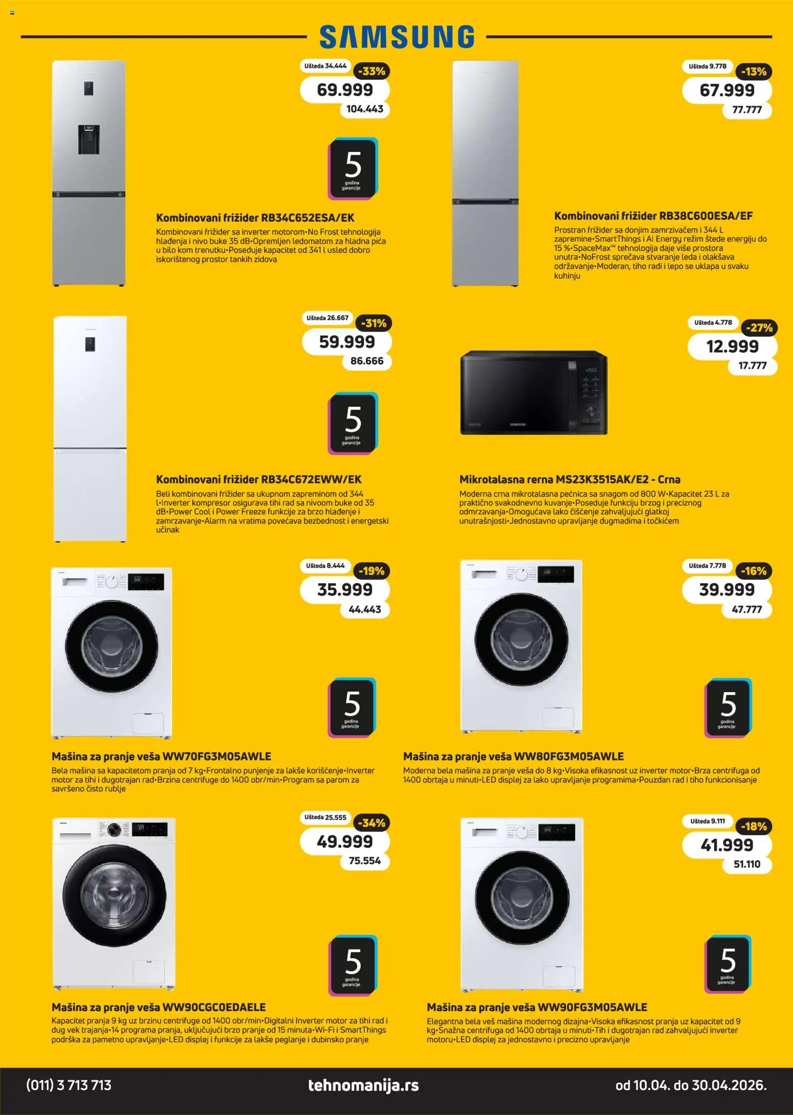 Tehnomanija katalog - važi od 10.04.2026 | Strana: 6 | Proizvode: Mašina za pranje veša, Veš mašina, Mikrotalasna rerna, Mikrotalasna pećnica