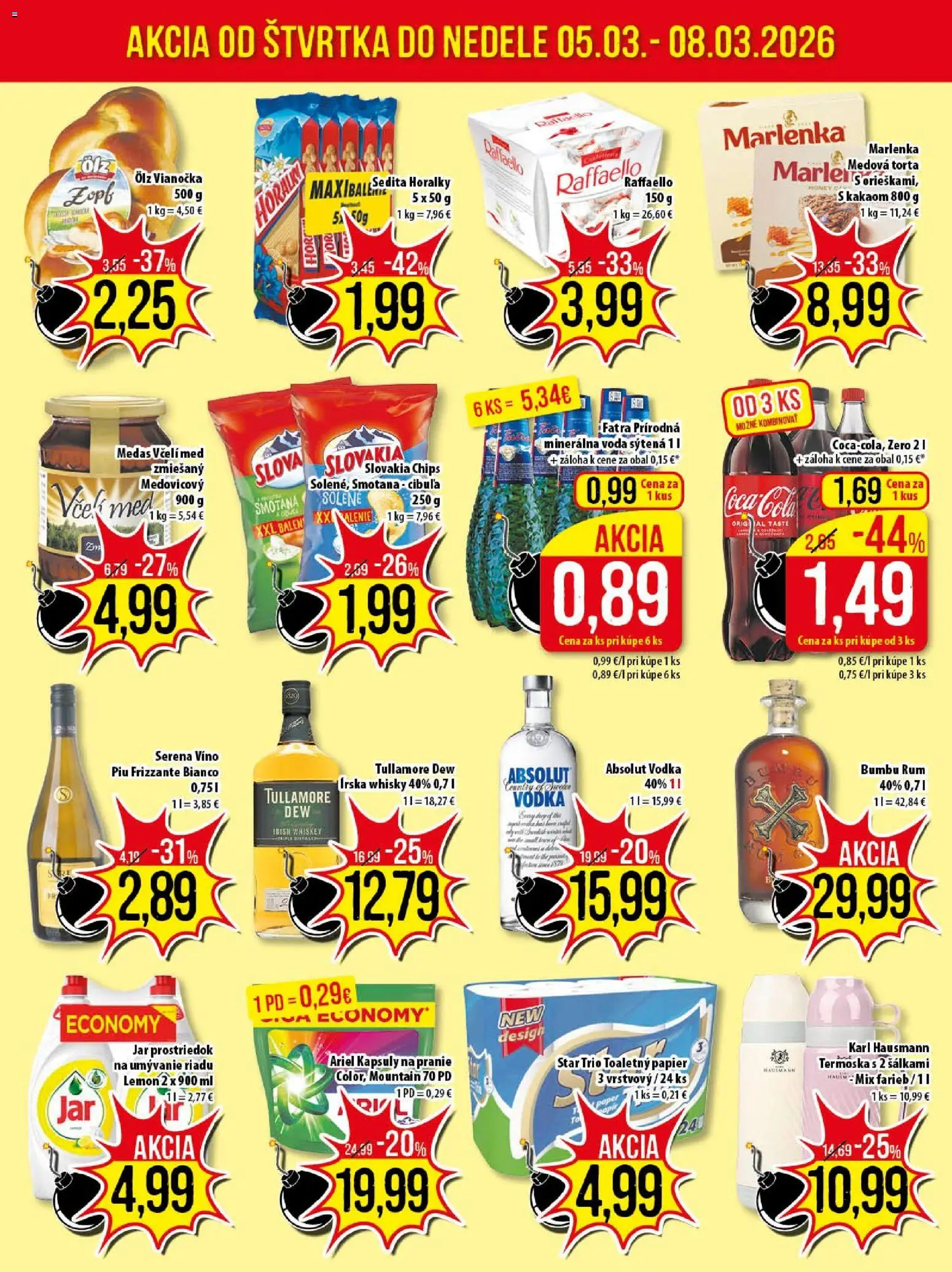 Nové Klas akcie – leták je platný od 02.03.2026 | Strana: 24 | Produkty: Smotana, Vianočka, Vodka, Absolut vodka