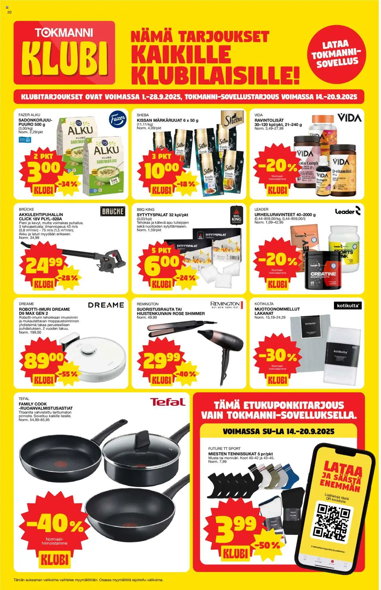 Tokmanni tarjoukset – voimassa 15.09.2025 alkaen | Sivu: 20 | Tuotteet: Robotti-imuri, Akku, Laturi
